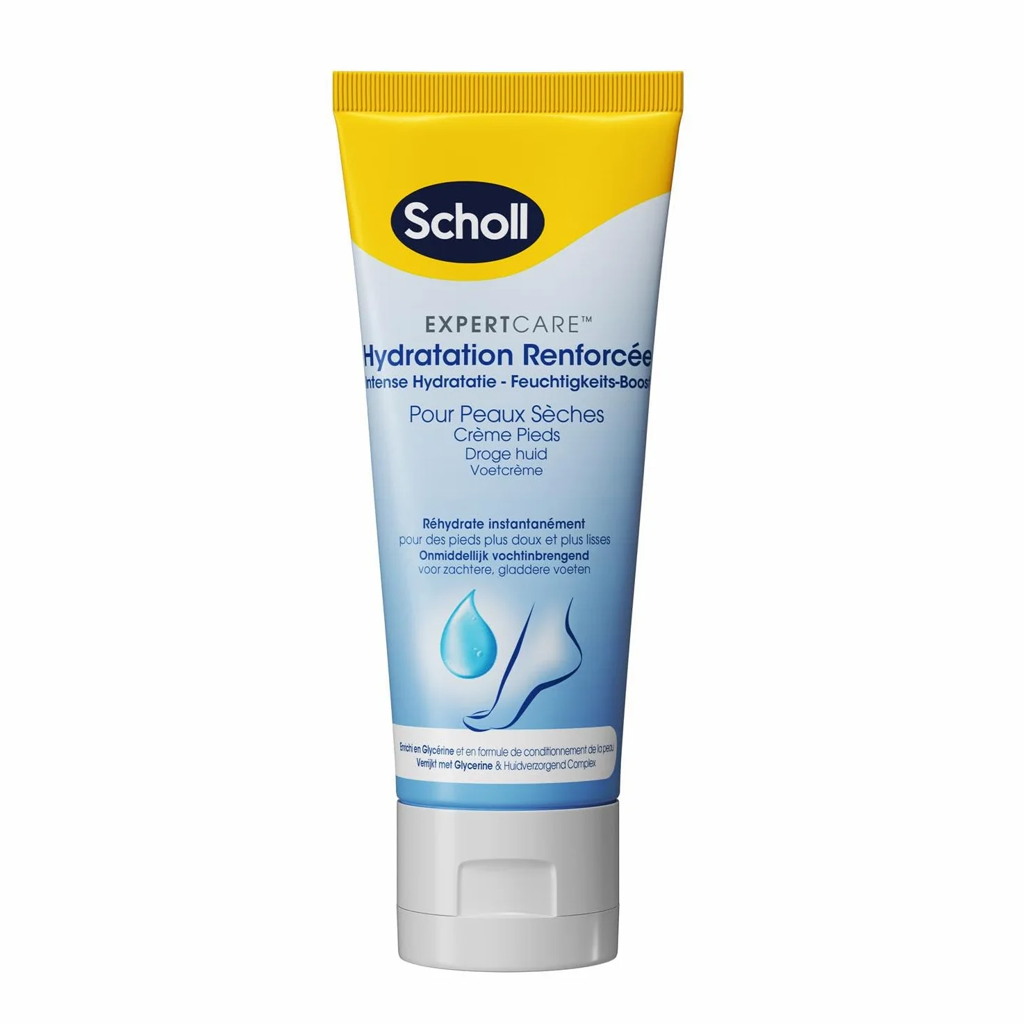 SCHOLL Crema hidratante intensificada para piel seca, 75 ml, paquete de 6