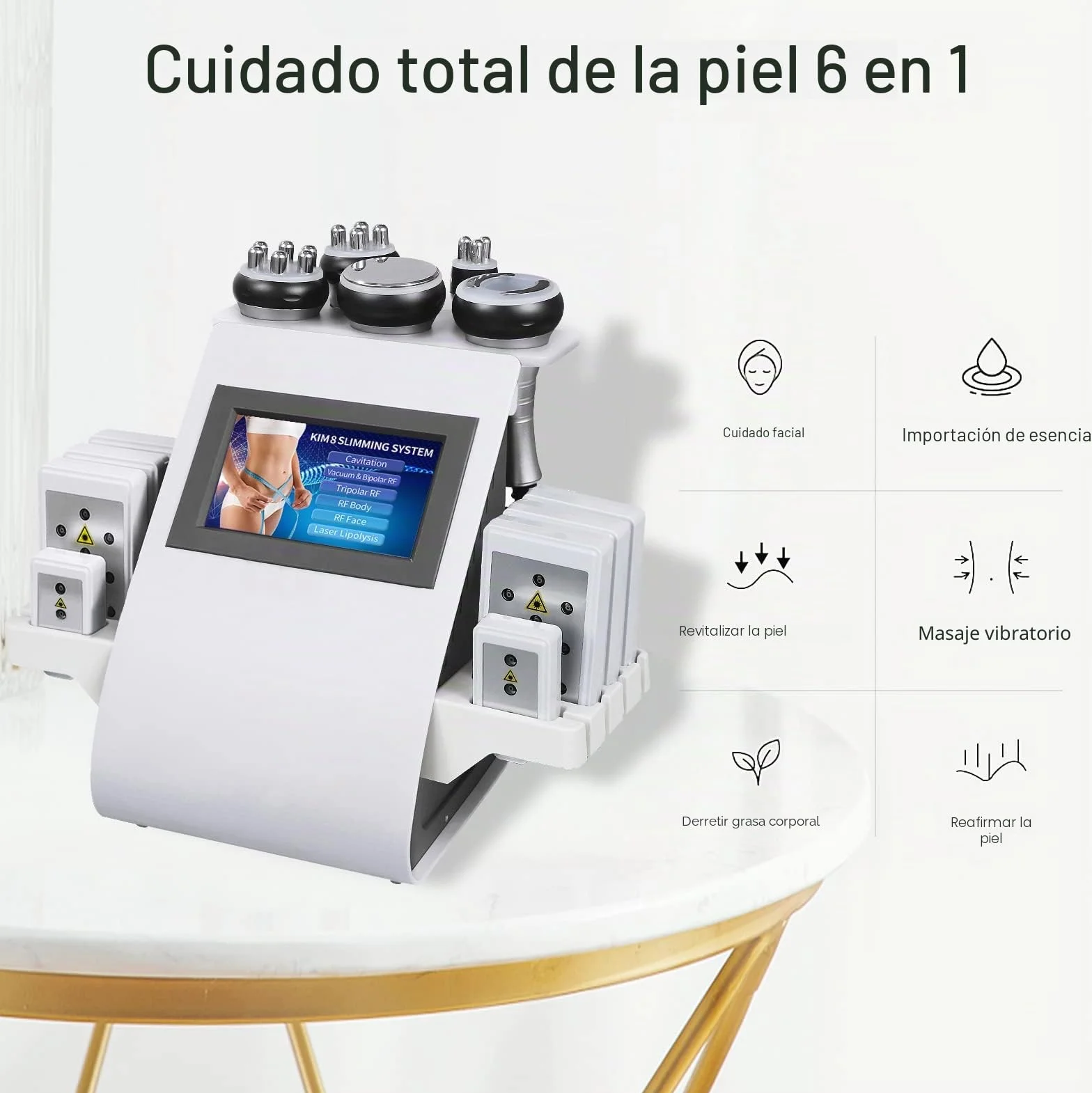 Máquina de Cavitación 6 en 1, Masajeador Profesional de Radiofrecuencia, Dispositivo de Reducción de Vacío Corporal