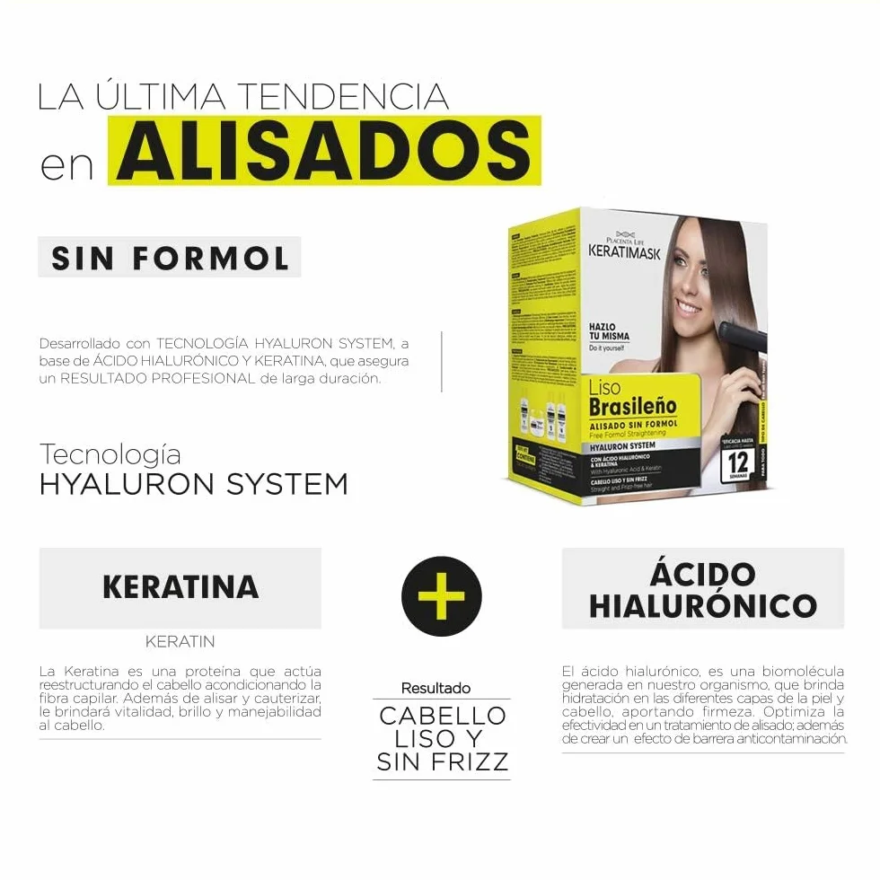 PLACENTA LIFE Be Natural Kit de Alisado Brasileño con Keratina, Alisado Profesional, Control del Frizz, Brillo Intenso