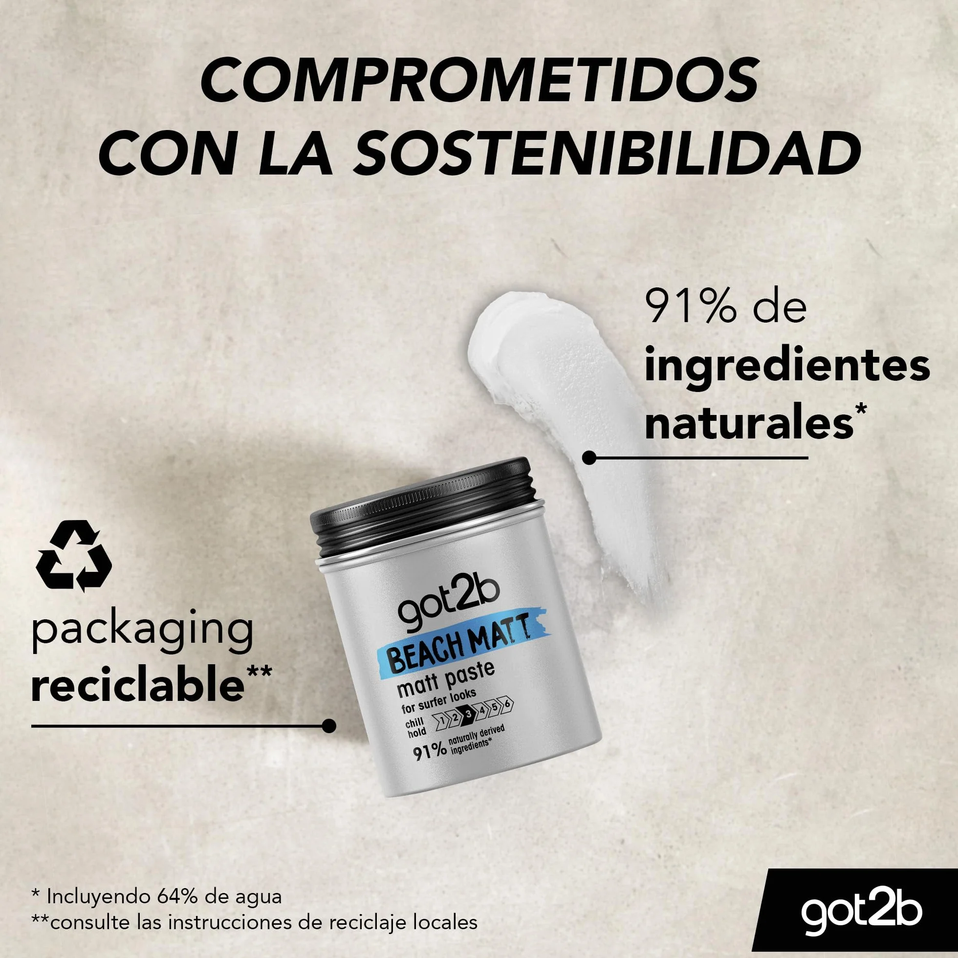 Got2b Cera fijadora Beach Matt, efecto mate, fijación media, 100 ml