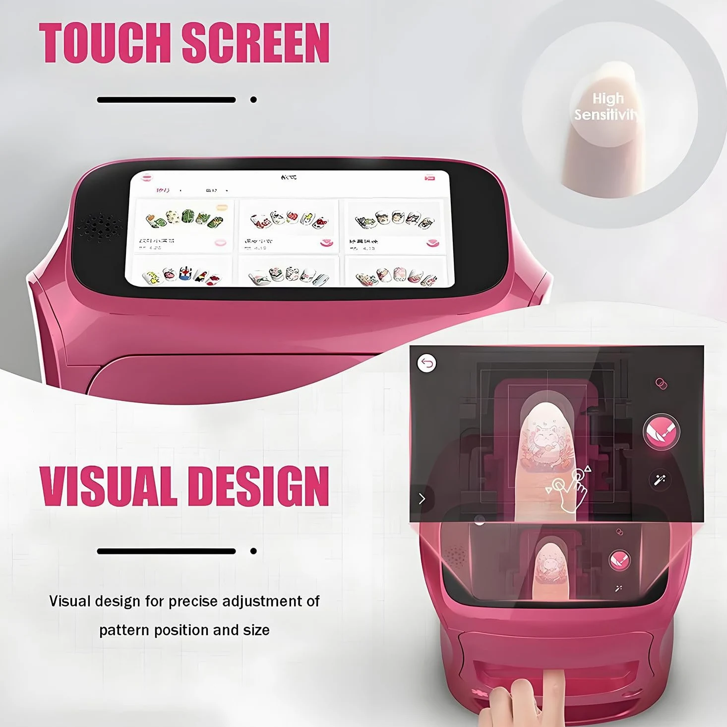 Máquina Inteligente para Pintar uñas 3D, Impresora portátil Digital móvil para decoración de uñas con Pantalla táctil, Belleza y Cuidado Personal para uñas en casa de niñas Pink