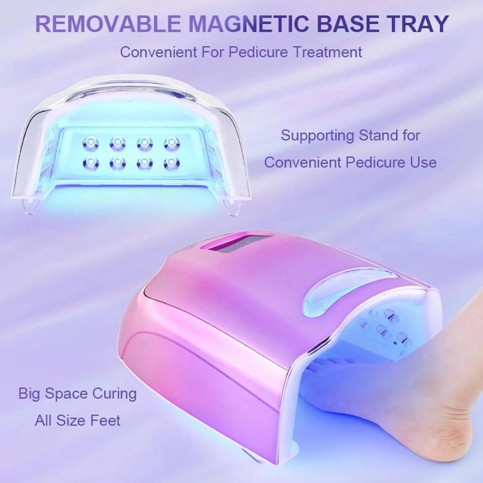 Lámpara de uñas curado de uñas de Gel Secado rápido con de uñas | 128 W, luz azul, sensor infrarrojo, portátil, temporizador, tecnología de doble fuente de luz de 365+405 nm, 45 LED