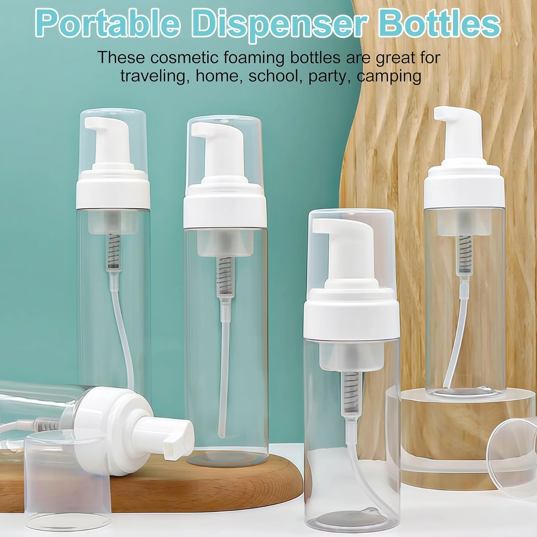 Botellas vacías de espuma 3.4 oz 100 ml plástico transparente rellenables dispensadores de jabón para viajes