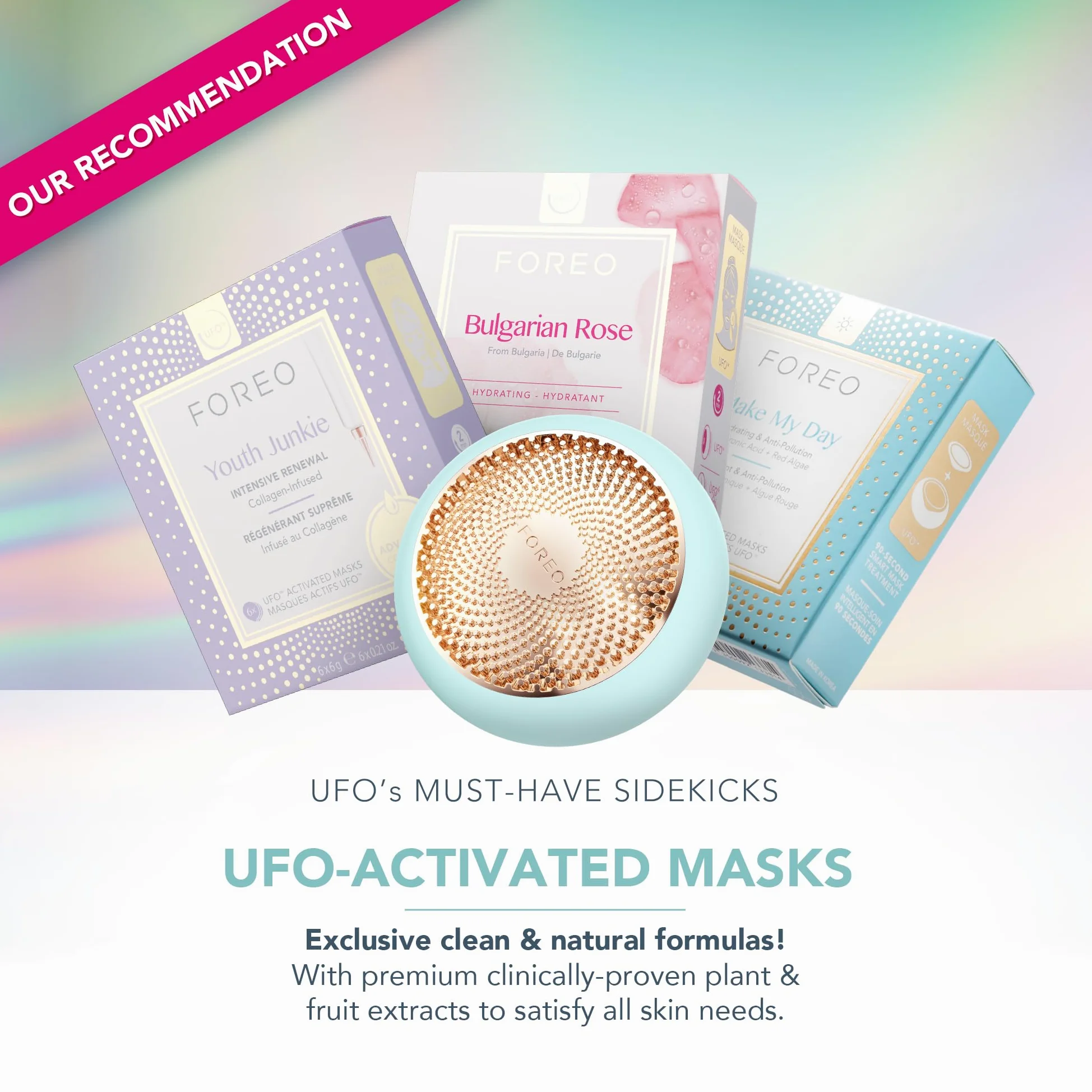 FOREO UFO 3, hidratación facial profunda, Spa facial 5 en 1, Terapia con luz LED roja, termoterapia, crioterapia, masajeador facial T-Sonic, cuidado facial antiedad, Arctic Blue | Mascarilla LED, Mascarilla luz roja, Cuidado facial, Calentamiento, Enfriam
