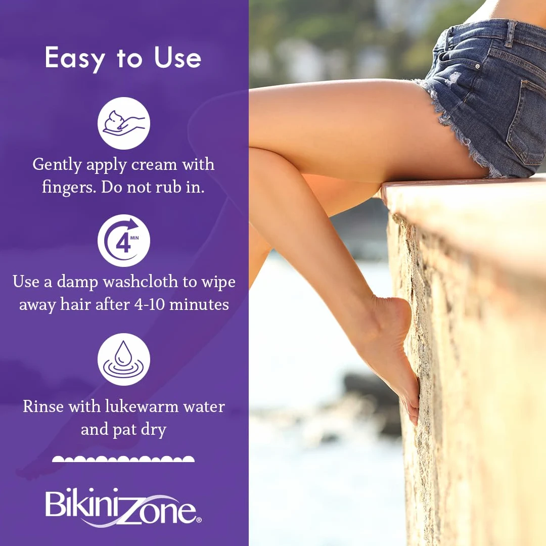 Bikini Zone Bikini Creme Hair Remover, Green Tea Fortified, Packaging May Vary, 2-ounces (Pack of 3) by Bikini Zone