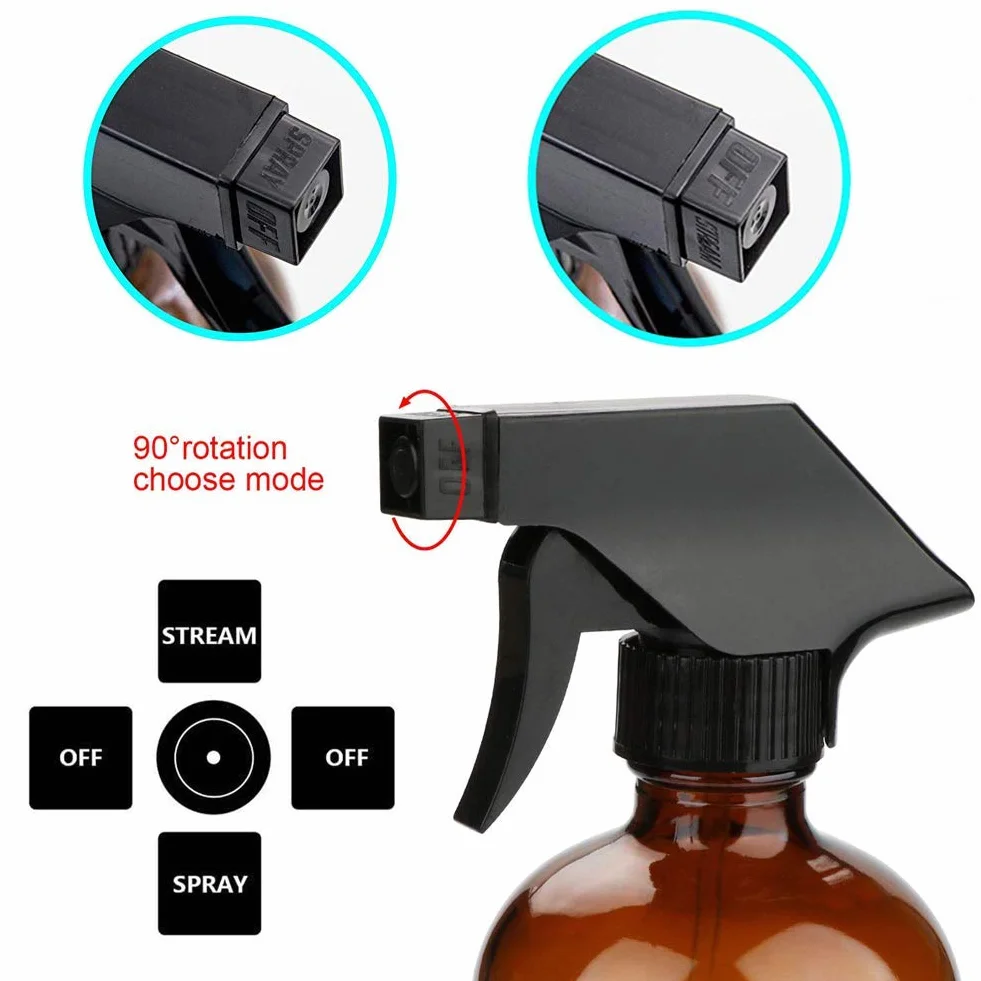 Ideal Swan 500ml Spray Botella Ámbar Vaso para Rociador de Aceites Esenciales con Ajustes de Flujo