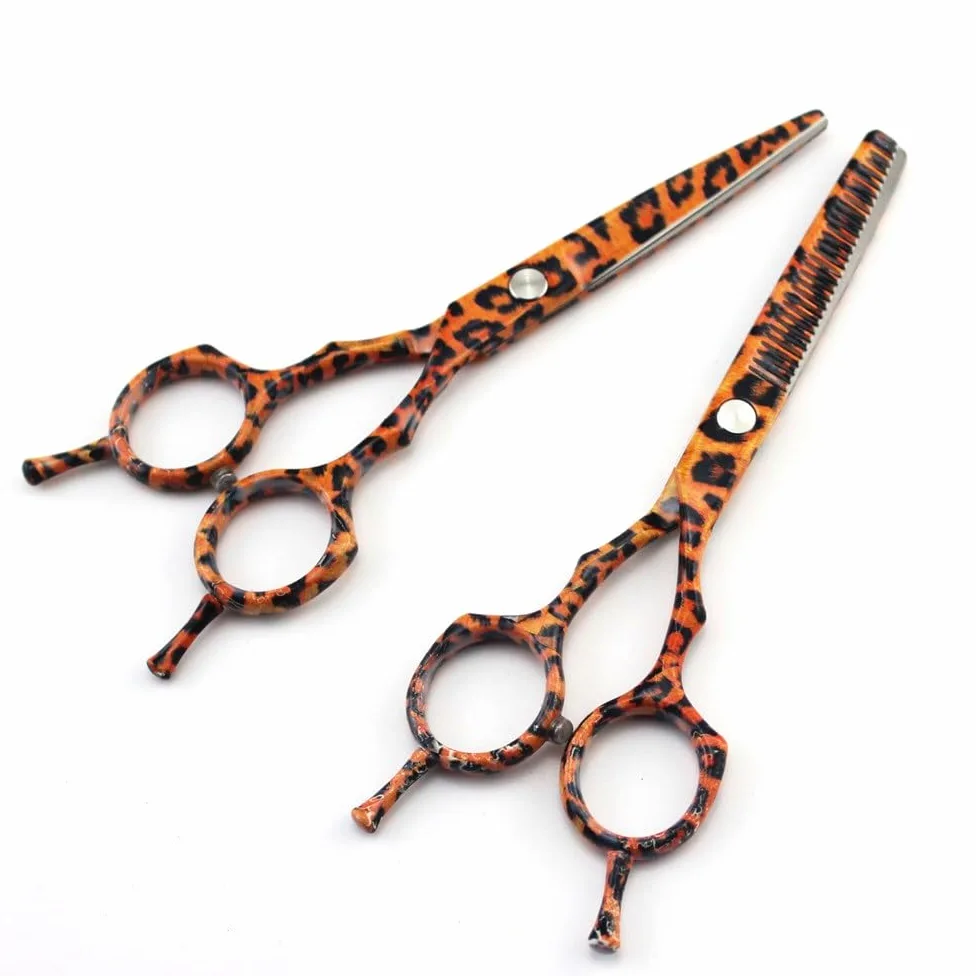 Tijeras para Cortar el Cabello, Tijeras Profesionales de cerámica de Leopardo de Acero JP 440c de 5,5 Pulgadas para Cortar el Cabello, Tijeras de peluquería, Juego de Tijeras de peluquería