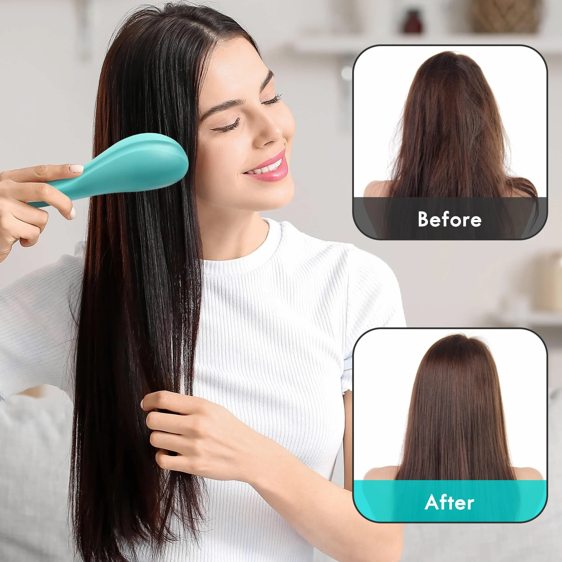 Juego de 2 cepillos para desenredar el cabello, con cerdas ultra suaves para eliminar enredos sin esfuerzo, para cabello rizado dañado seco y húmedo para hombres, mujeres, niñas, niños, morado