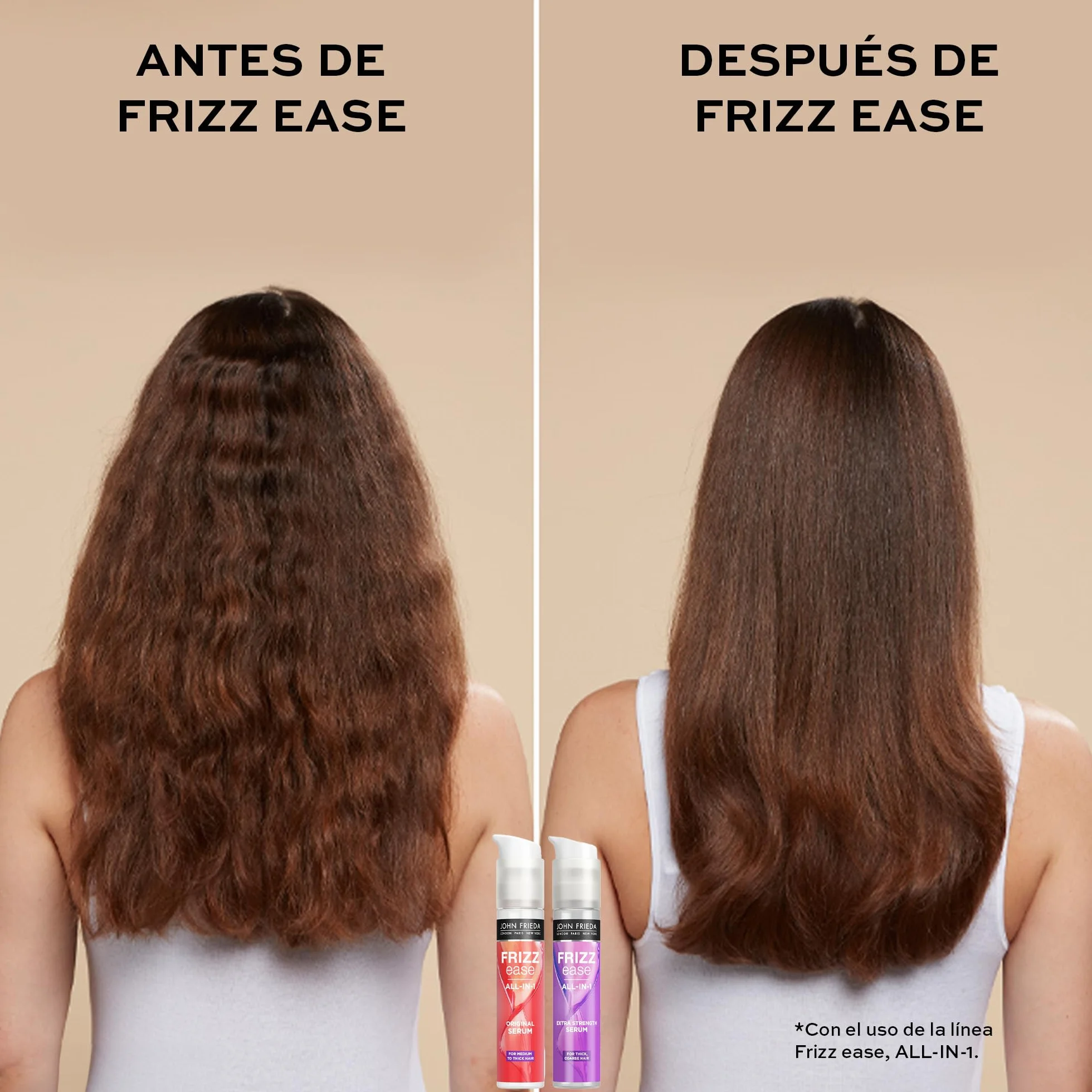 JOHN FRIEDA - Sérum Anti-Frizz 50 ml, para Cabello Encrespado, Protege contra Humedad y Calor, Hidrata y Controla el Cabello, Pelo Más Fuerte y Brillante