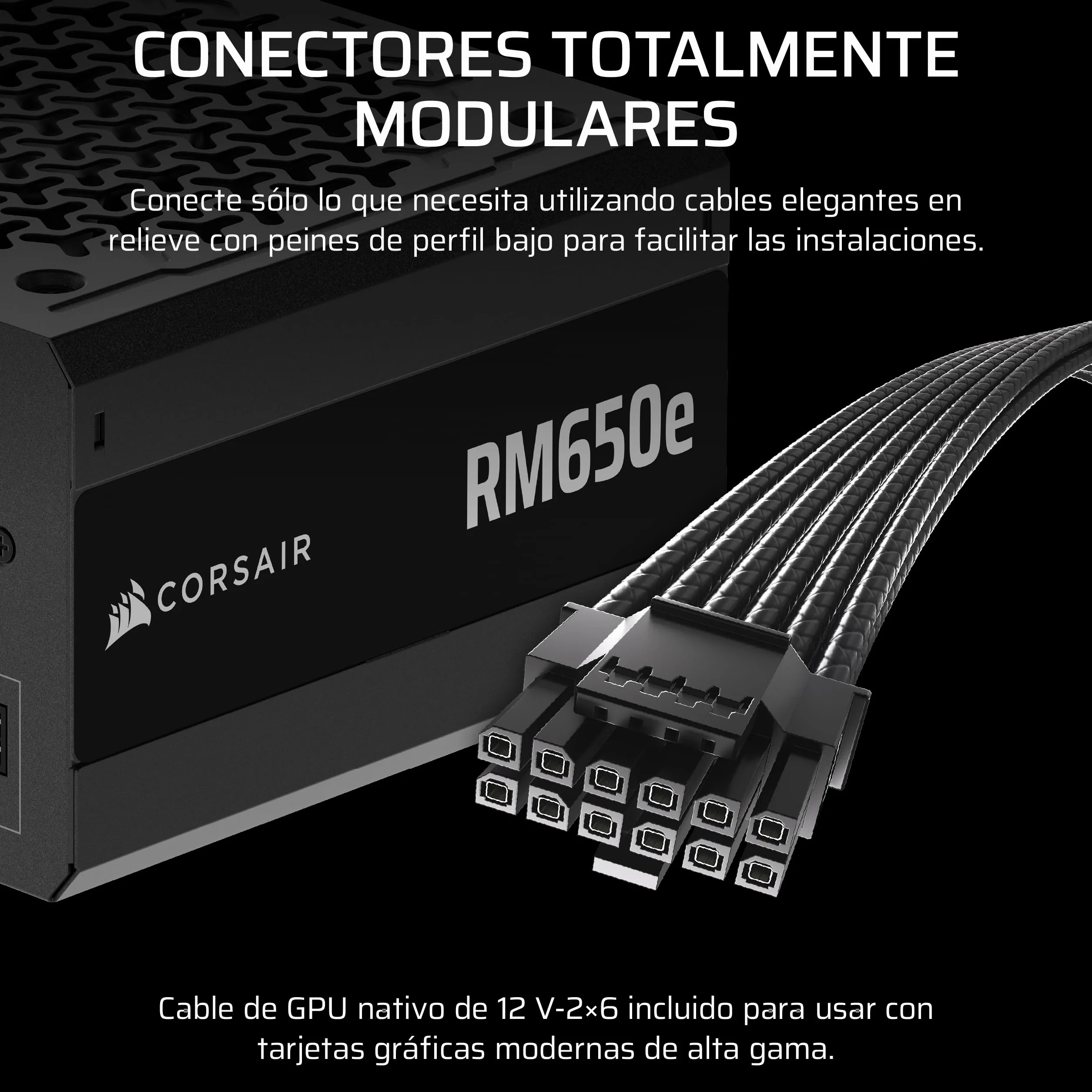 CORSAIR RM650e (2025) Fuente de alimentación ATX Modular 650W Cybenetics Gold PCIe 5.1 ATX 3.1 Negro