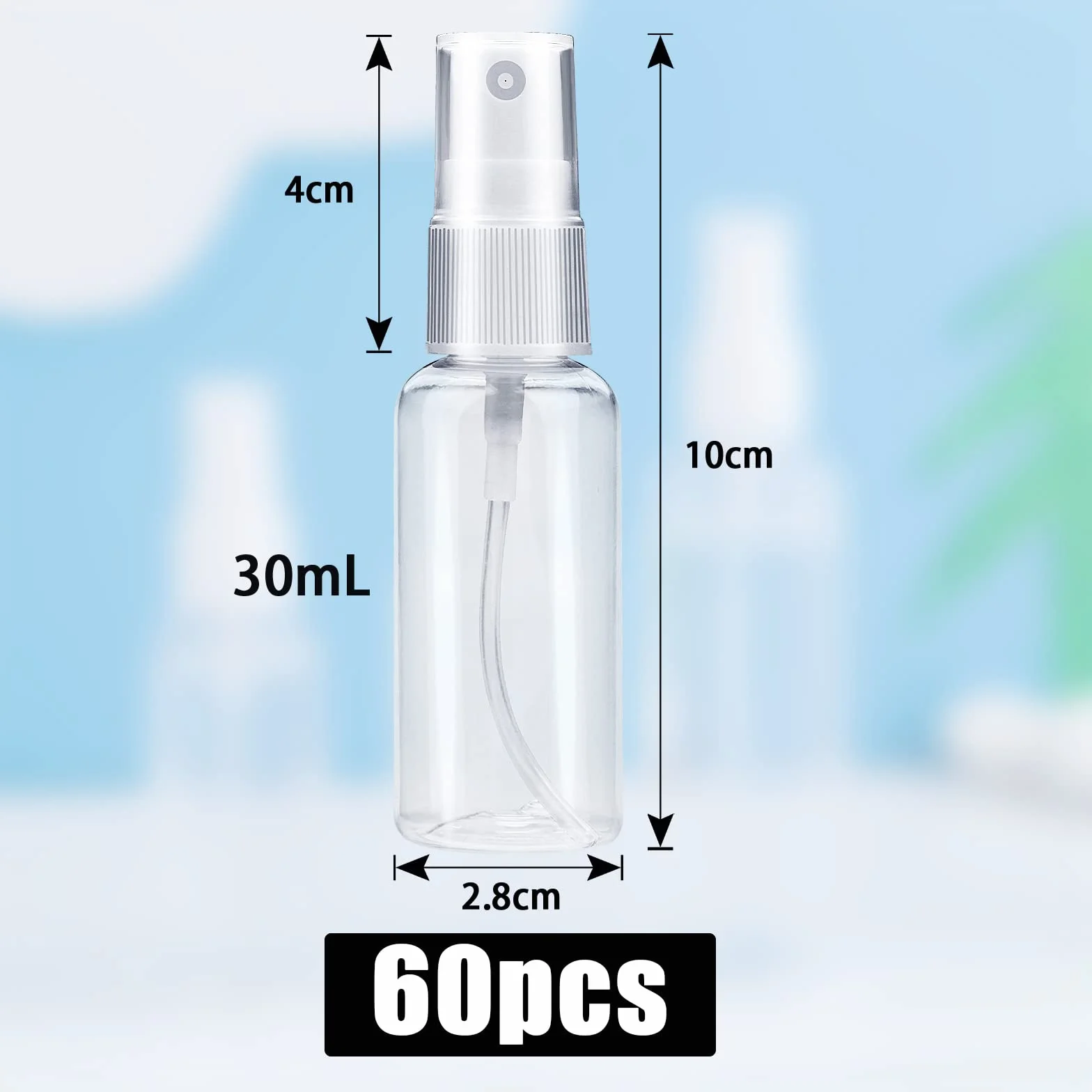 Botella pulverizadora de niebla fina 30 ml, 60 unidades, plástico pequeña