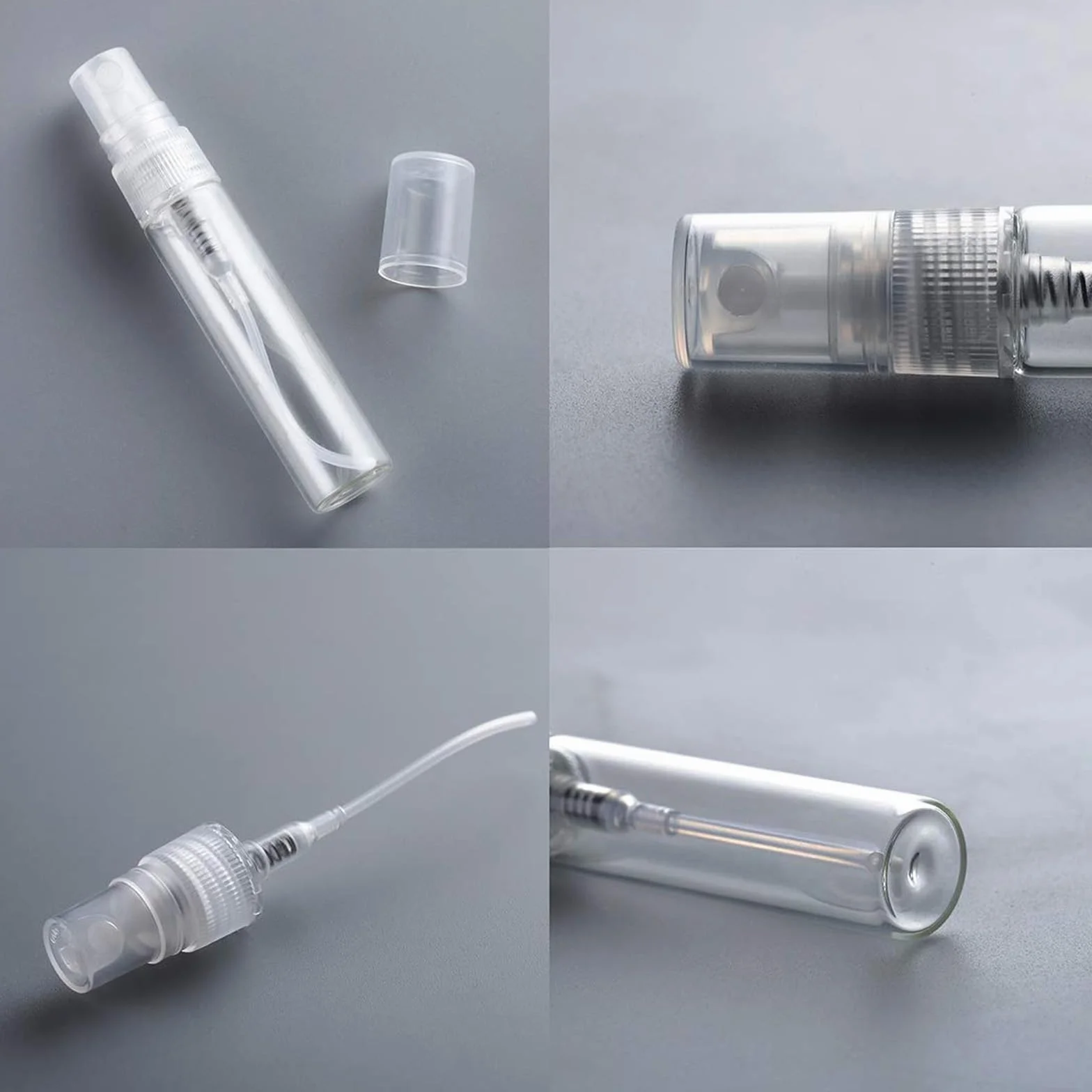 Mini botella pulverizadora de niebla fina 5 ml portátil cristal transparente para viajes vacía con embudo pipetas