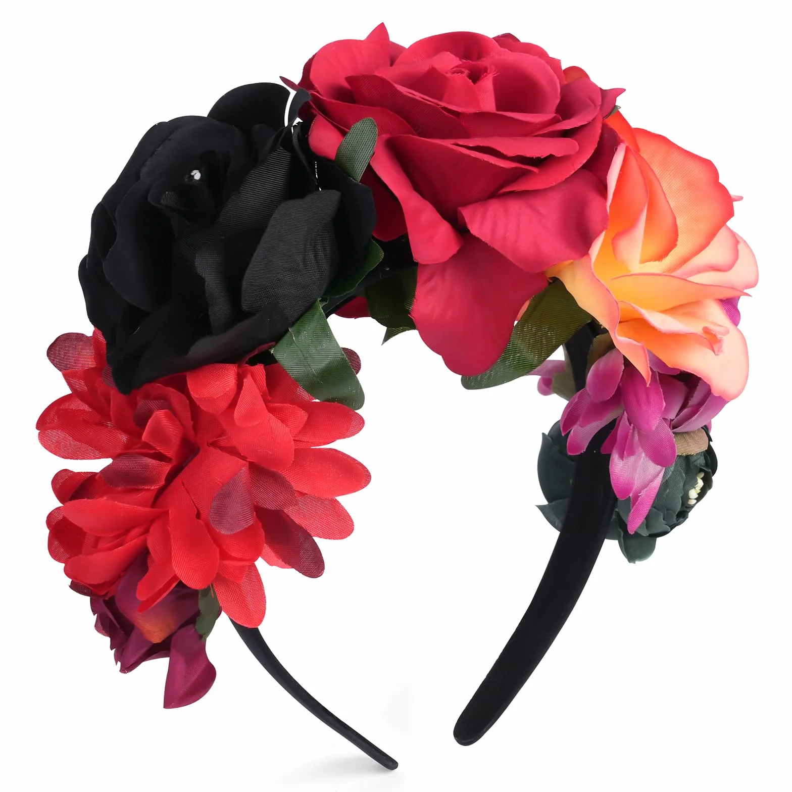 LOPHE Diadema tiara grande de rosas para novia corona de flores mexicanas floral