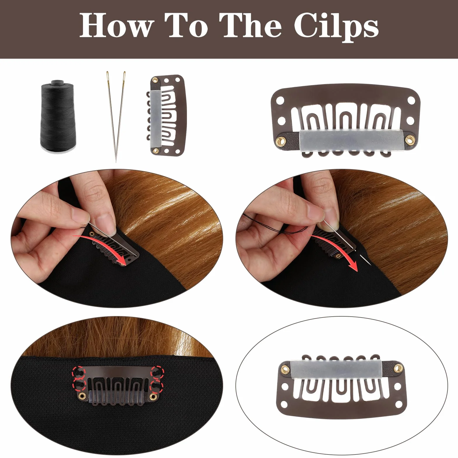 Larrel 30 Extensiones de Pelo, Brochas, Broches, Clips de Metal en Forma de U, Pinzas de Silicona para Pelucas de Mujer