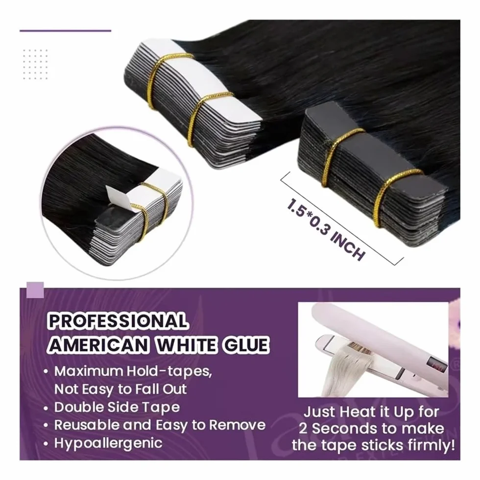 Extensiones de cabello humano con cinta adhesiva de 40 a 66 cm, extensiones de cabello humano invisible, 20 unidades/50 g, fácil de instalar y quitar (marrón claro, 45,5 cm)