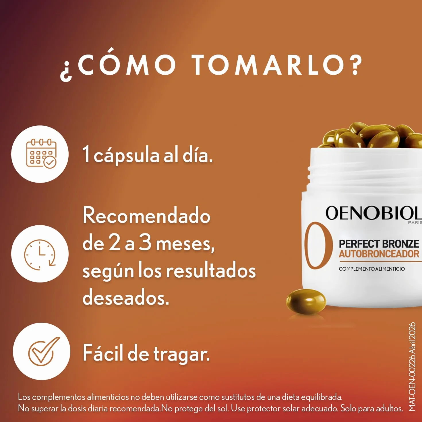 OENOBIOL PERFECT BRONZE DUO Autobronceador Acelerador Bronceado Corporal Facial Protección Solar Astaxantina Cúrcuma Licopeno Luteina Complemento alimenticio 60 cápsulas