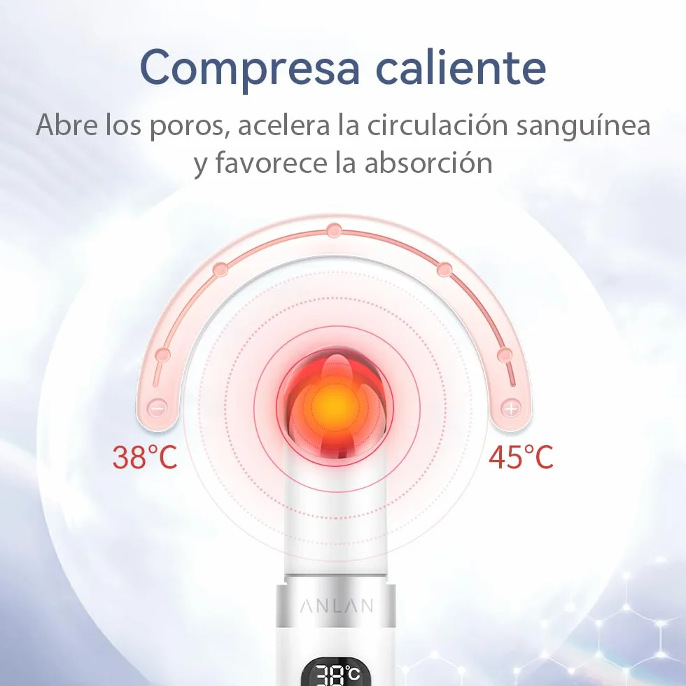 ANLAN Masajeador de Ojos Eléctrico, EMS Dispositivo Antiarrugas, 3 Modos LED Terapia, 38-45℃ Compresa Caliente