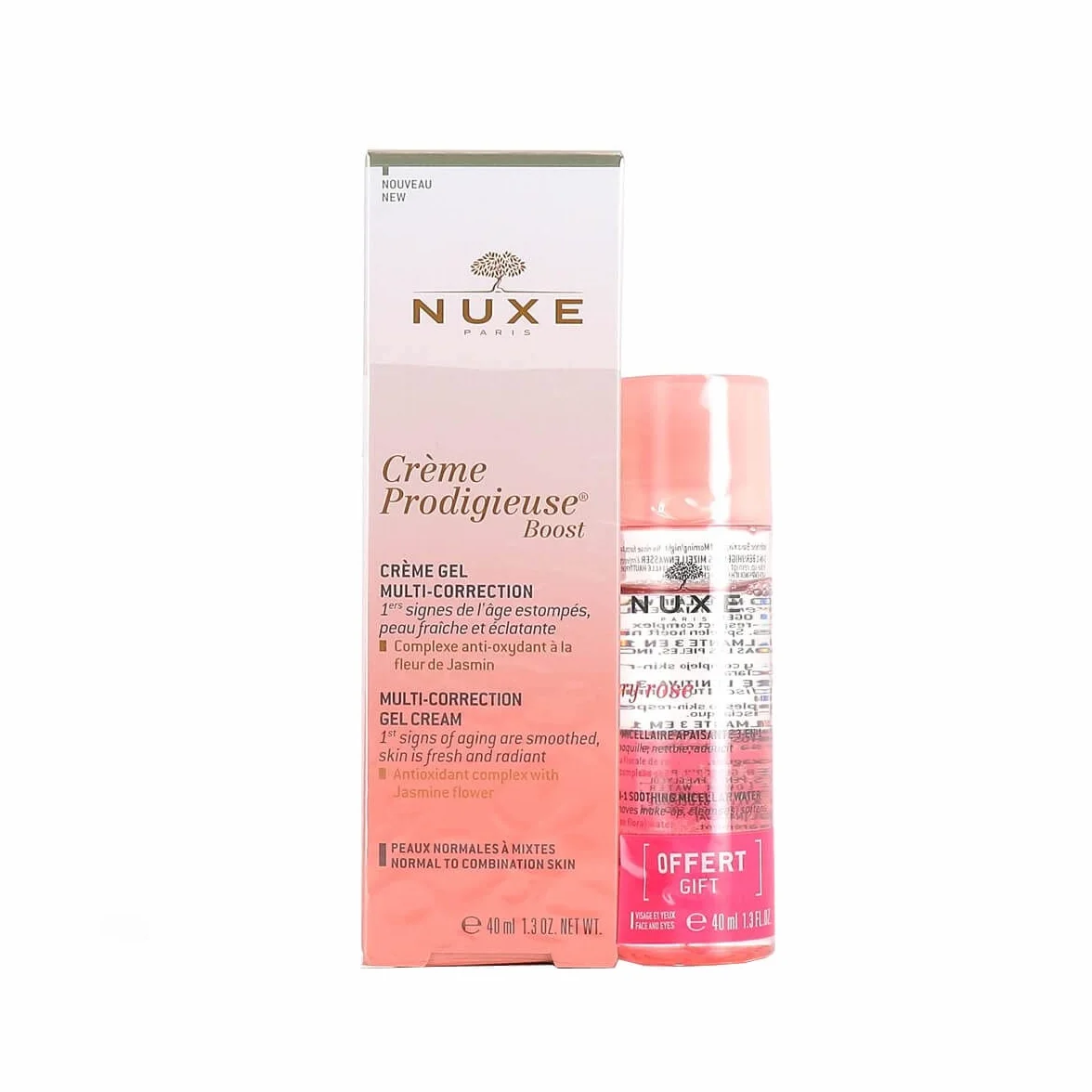 Nuxe Crème Prodigieuse Boost Multi-Correction Gel Cream 40ml + Very Rose Soothing Micellar Water 3in1 40ml Free