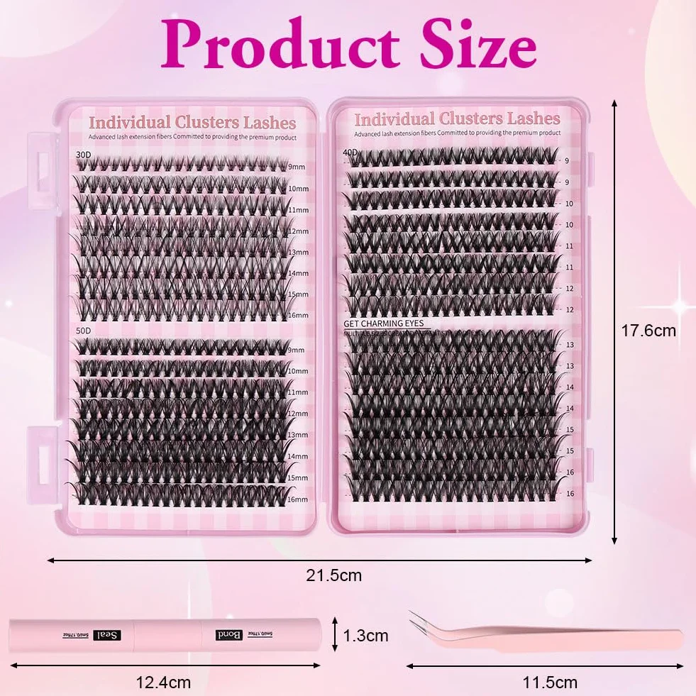 Aomig Kit Profesional de Pestañas Postizas 640 Pcs, 9-16mm, Material Ecológico