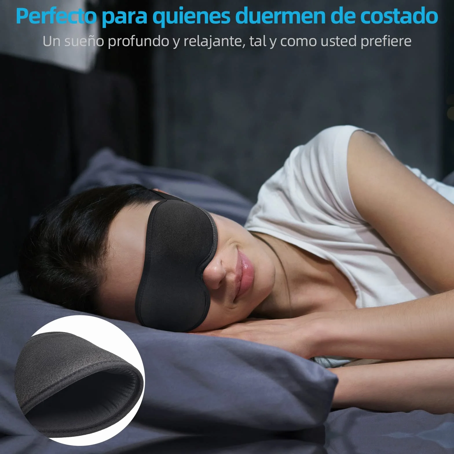Antifaz para Dormir Bloqueador de Luz 99.99% para Hombres y Mujeres Negro
