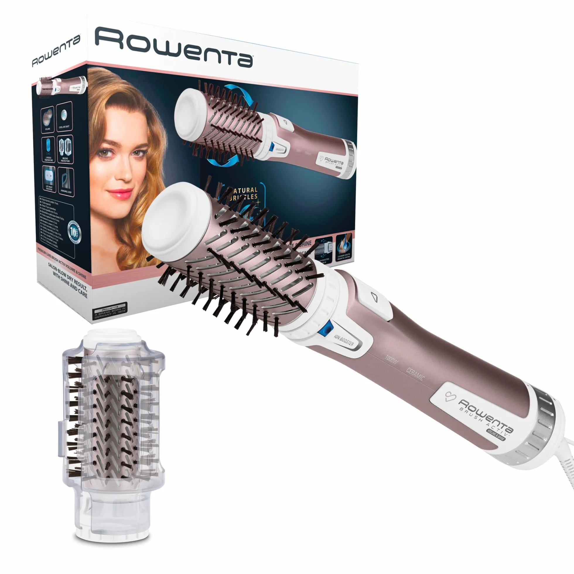 Rowenta Cepillo Brush Activ Premium Care CF9540, cepillo de aire con movimiento giratorio automático y secado simultáneo
