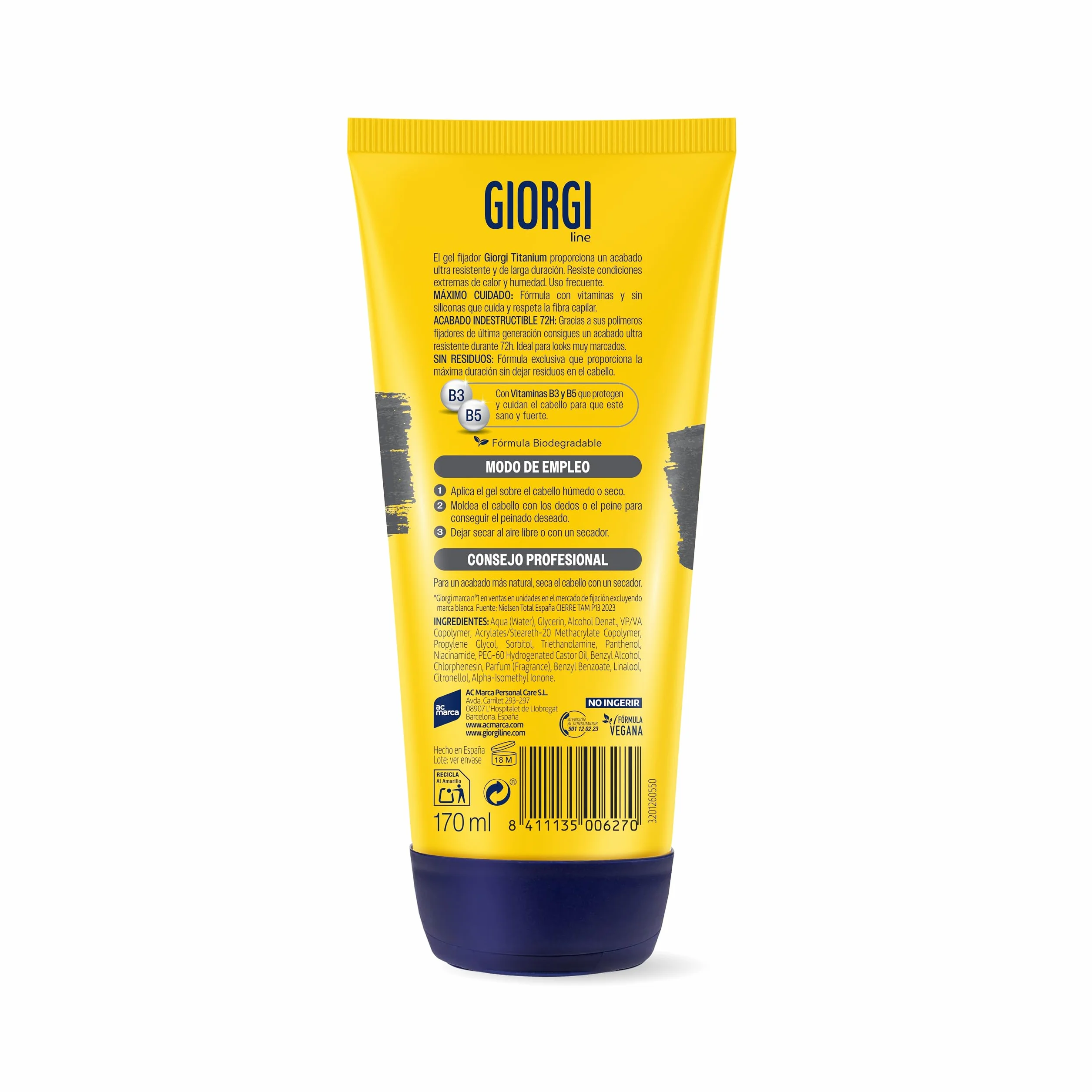 Giorgi Line Gomina Absolut Titanium Fijación Duración 48h Siliconas 170 ml