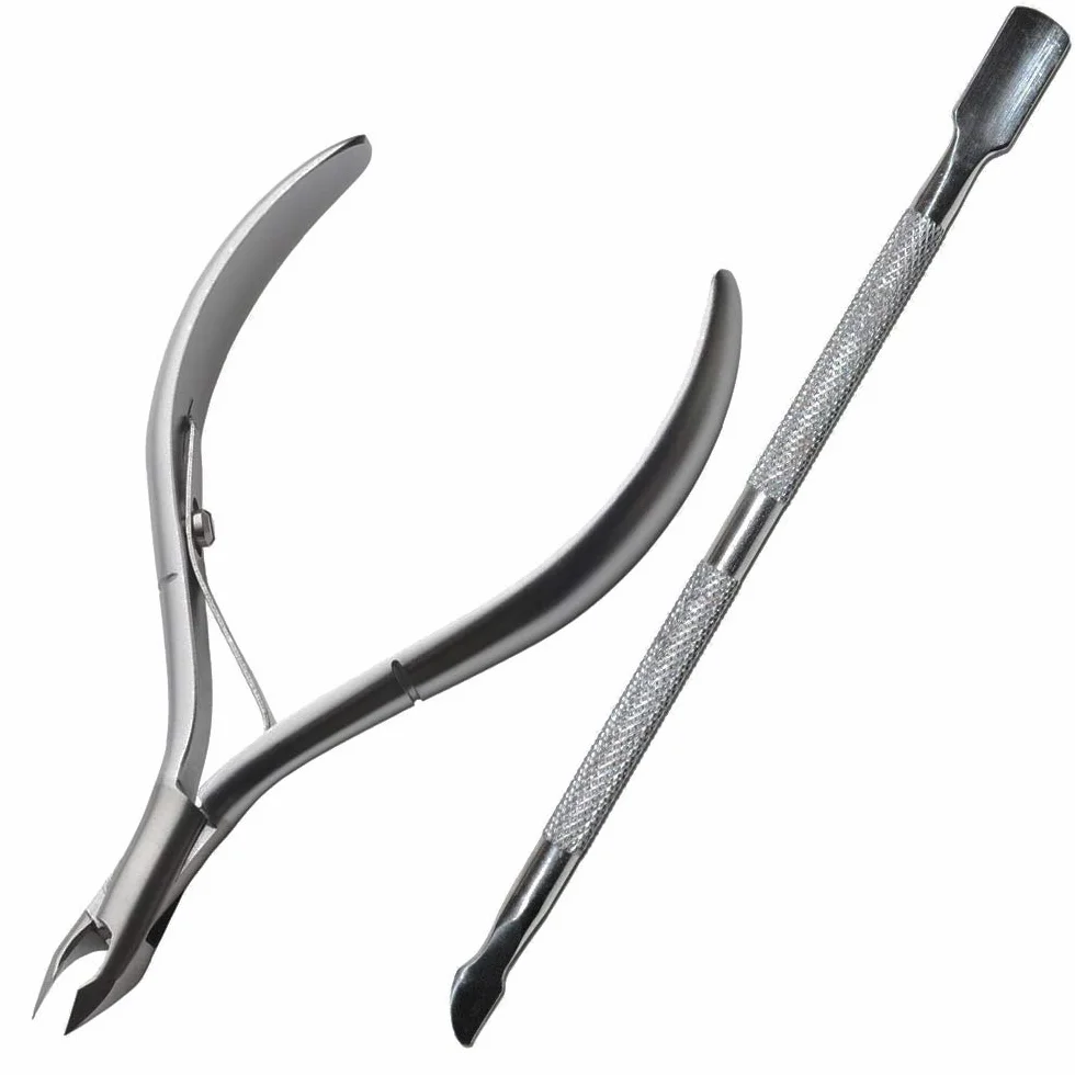 Set Corta Cuticulas Profesional Acero Inoxidable Alicate Empujador Manicura Pedicura