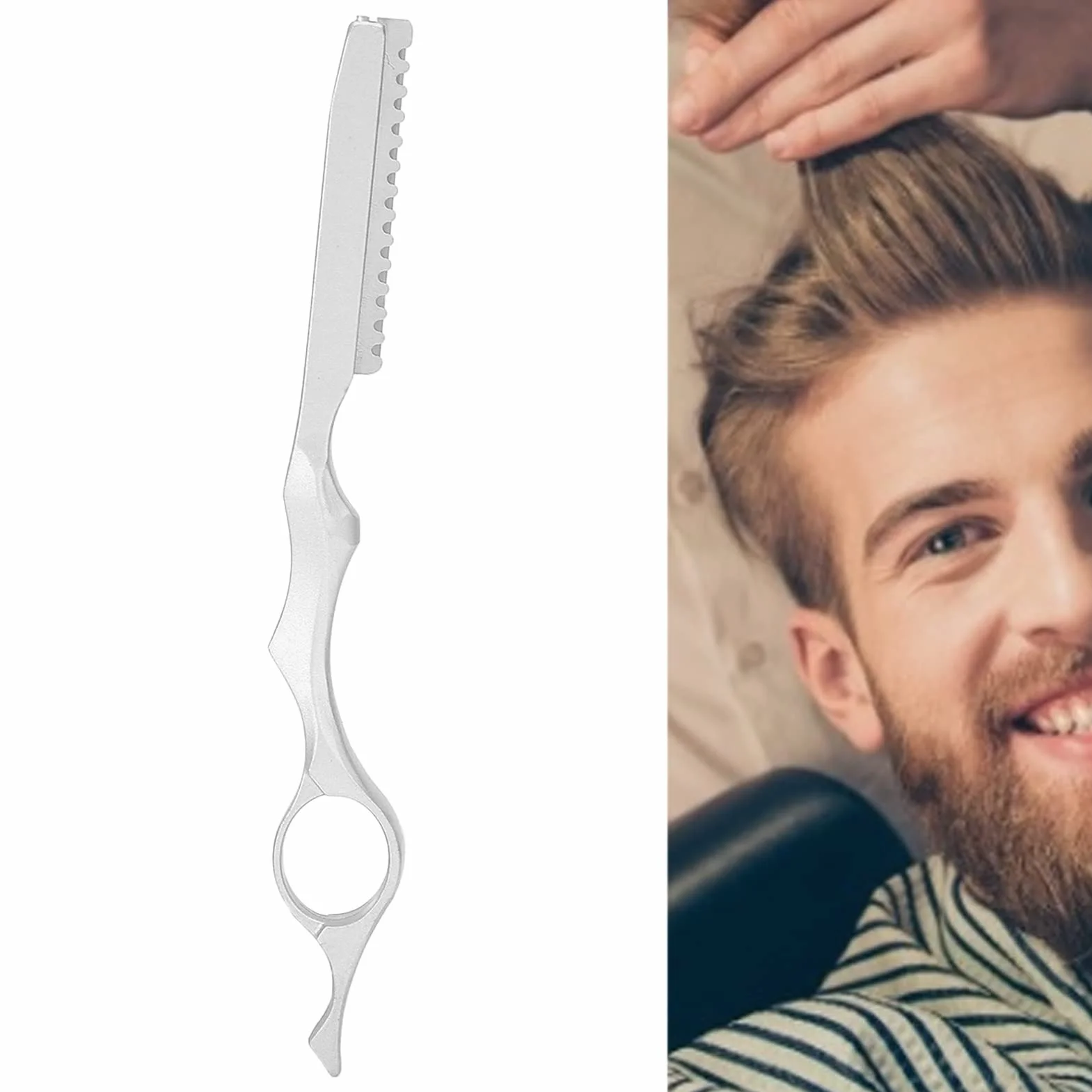 Cuchillo adelgazar cabello texturizante acero inoxidable profesional salón (plata)