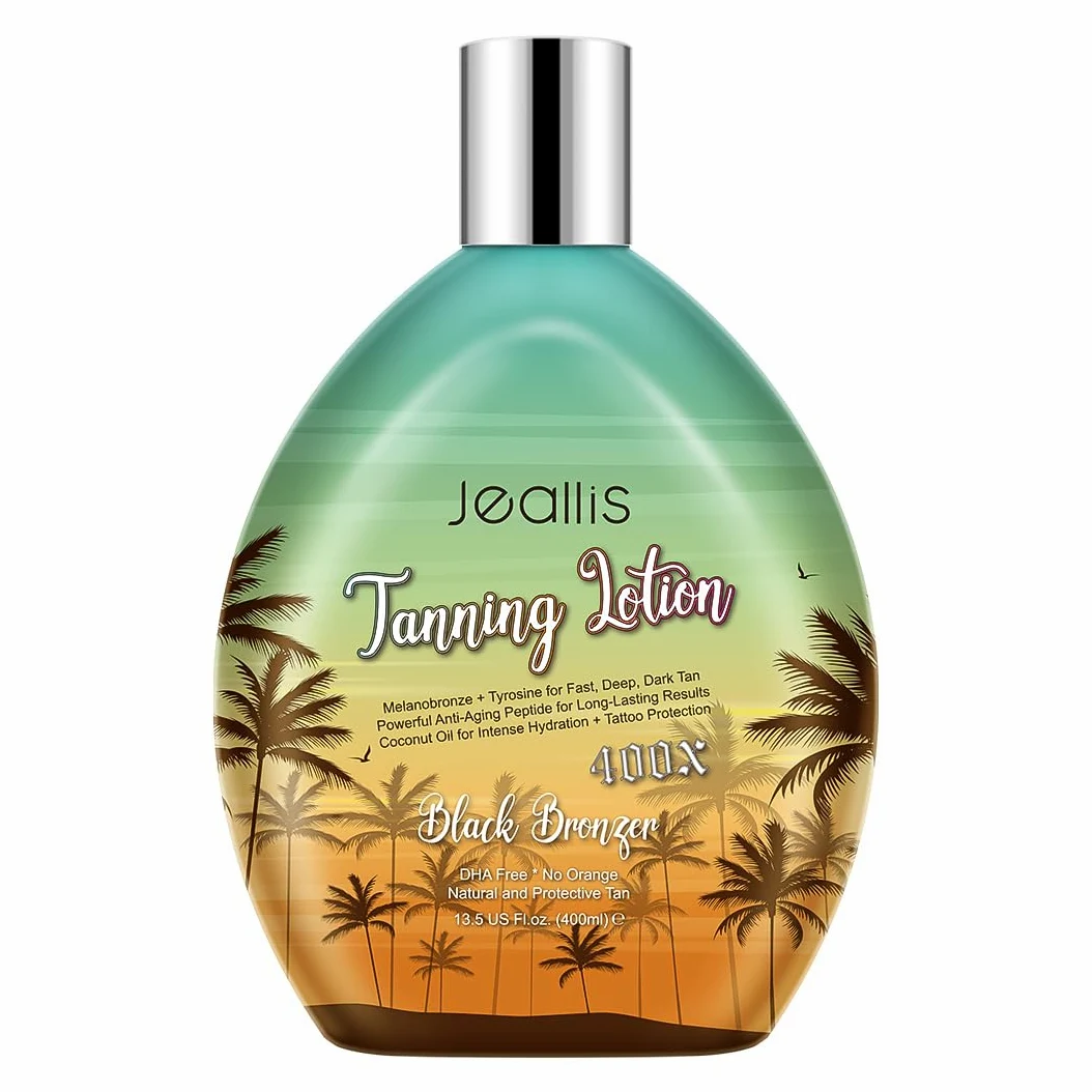 jeallis jeallis Extreme Dark Loción Aceleradora para Camas Solares Interiores y Exteriores con Fórmula Protectora para Tatuajes Sin Dha, 350 ml