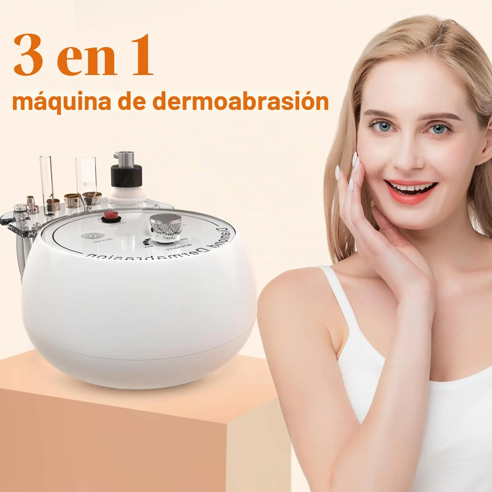 3 en 1 Dispositivo de Microdermoabrasión de Diamante, Dispositivo de Dermoabrasión para Exfoliación y Eliminación de Puntos Negros, Dispositivo de Cuidado Facial para Uso en Spa en Casa