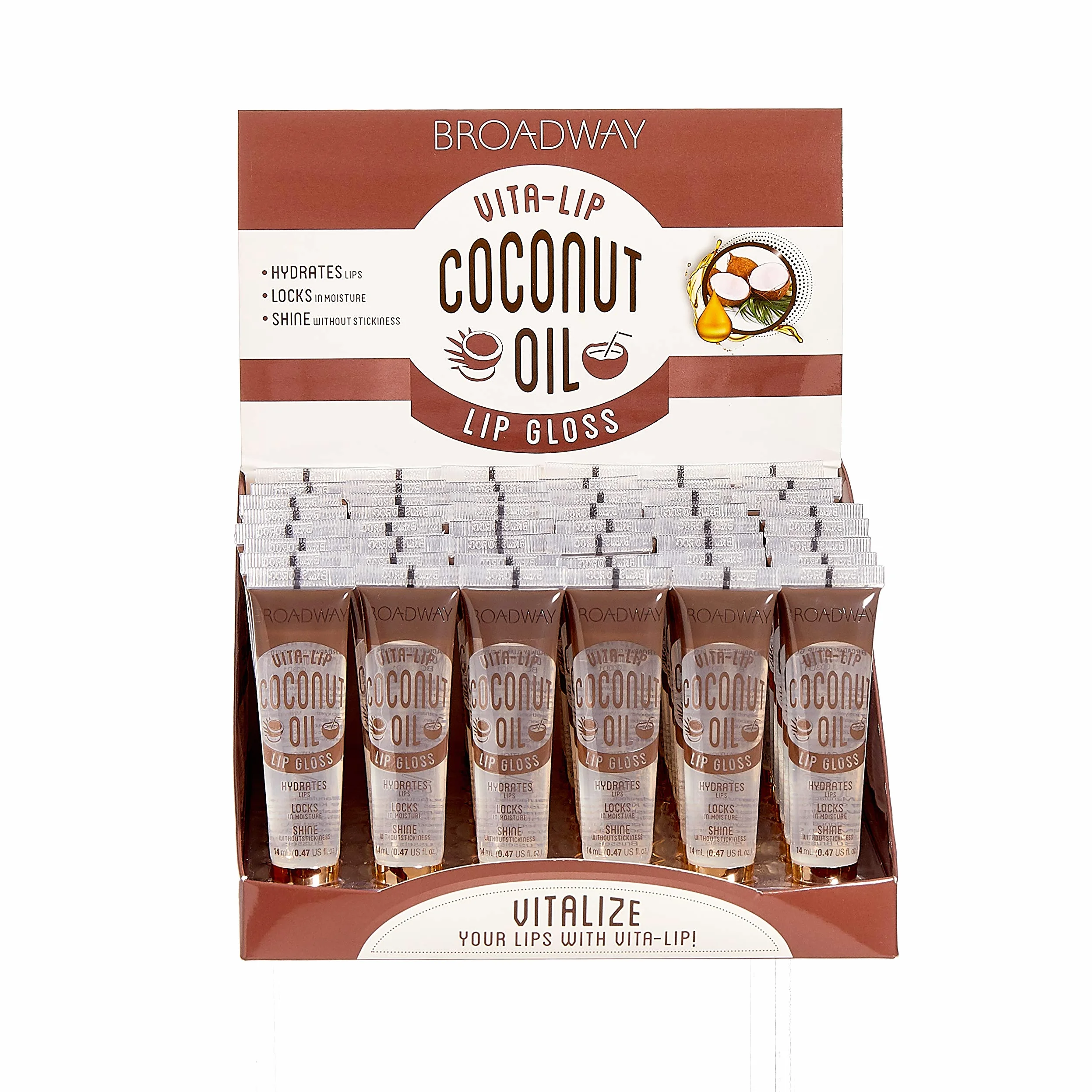 Broadway Vita-Lip Clear Lip Gloss Coconut (48 unidades)