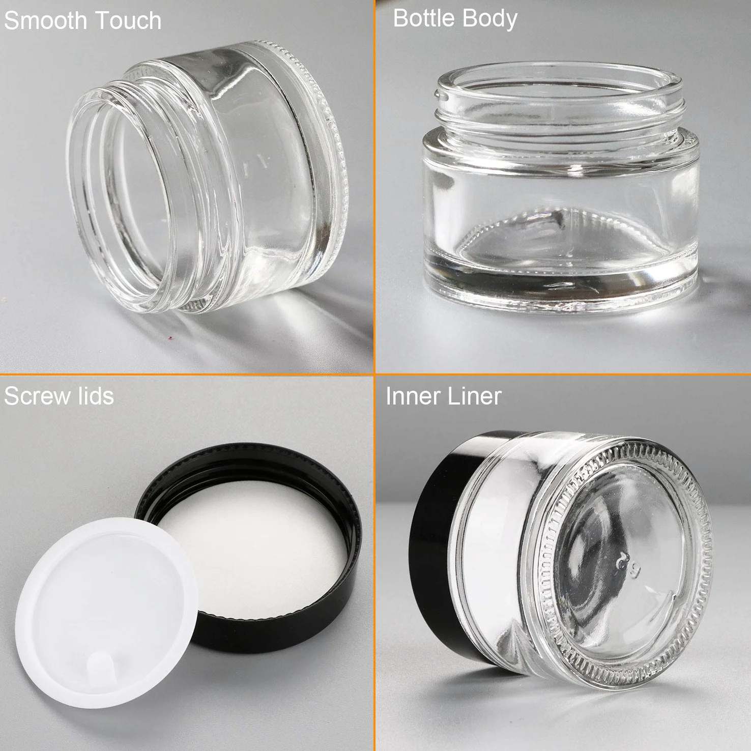EnchengEncheng Amber-Clear 2 oz y 4 oz tarros cosméticos, 2 oz/transparente/paquete de 30, 2.00[set de ]