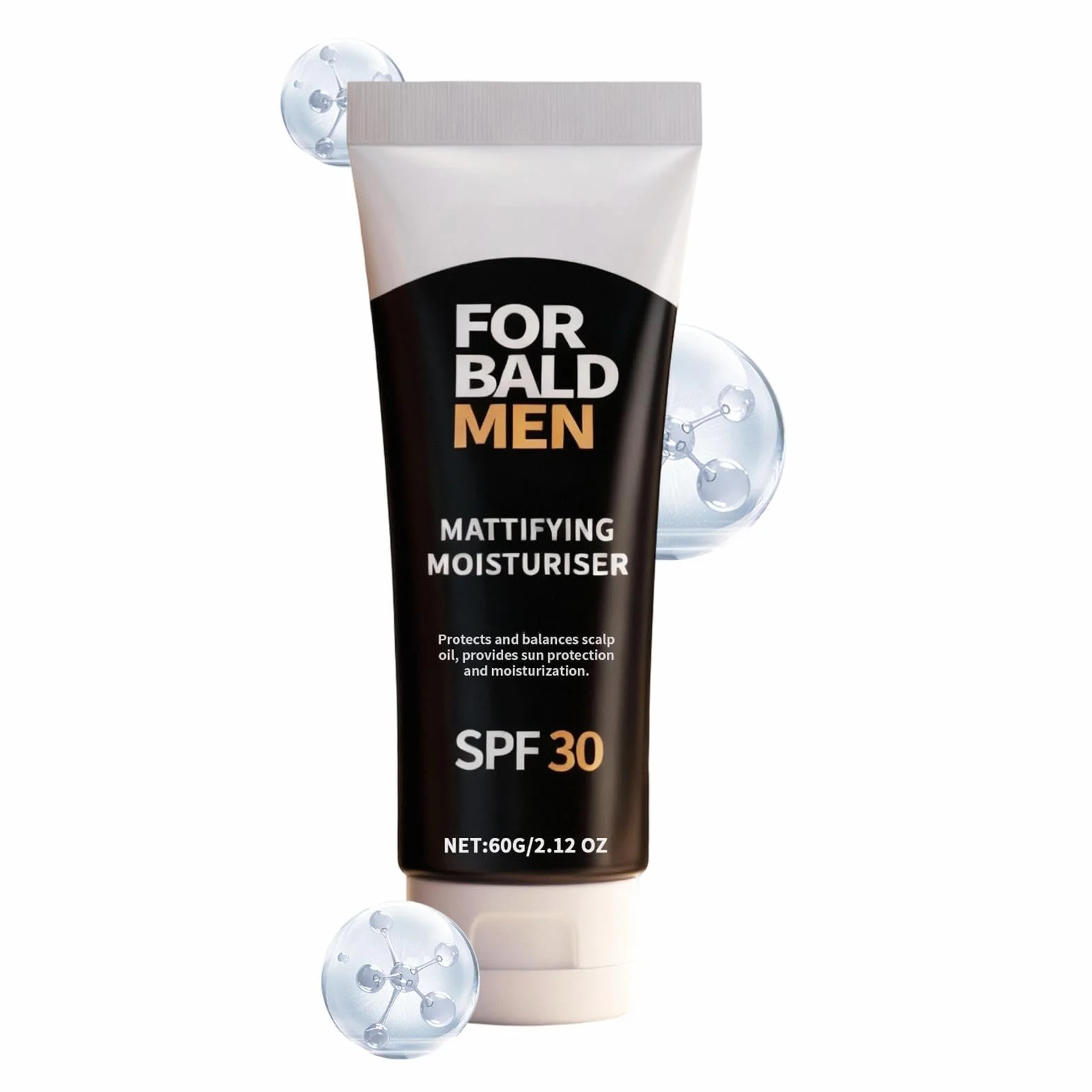 Gel antibrillo para cuero cabelludo calvo, protector solar SPF, gel hidratante mate no graso, 60 g