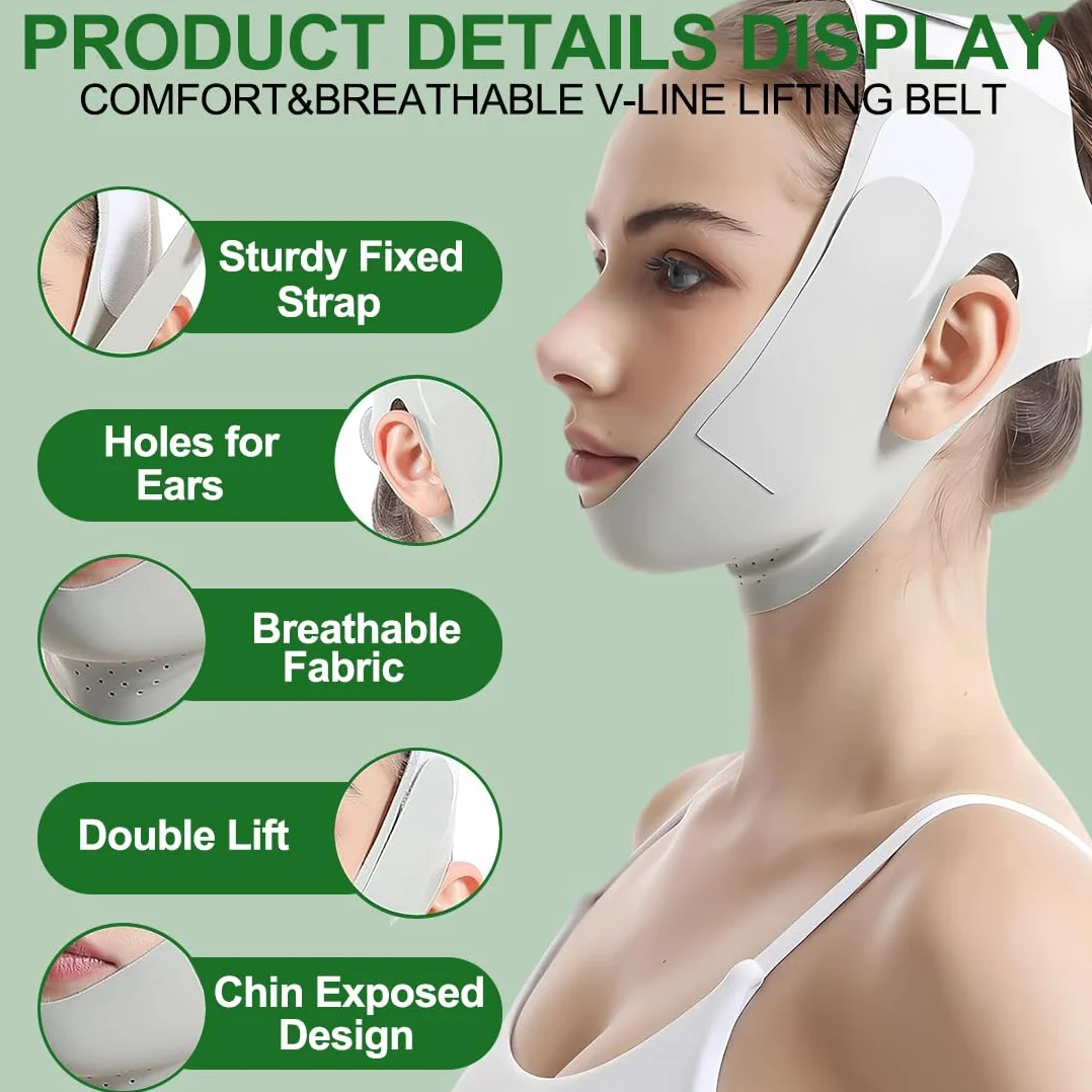 Reductor de Papada Mujer Correa Adelgazante Facial V Line Lifting Máscara