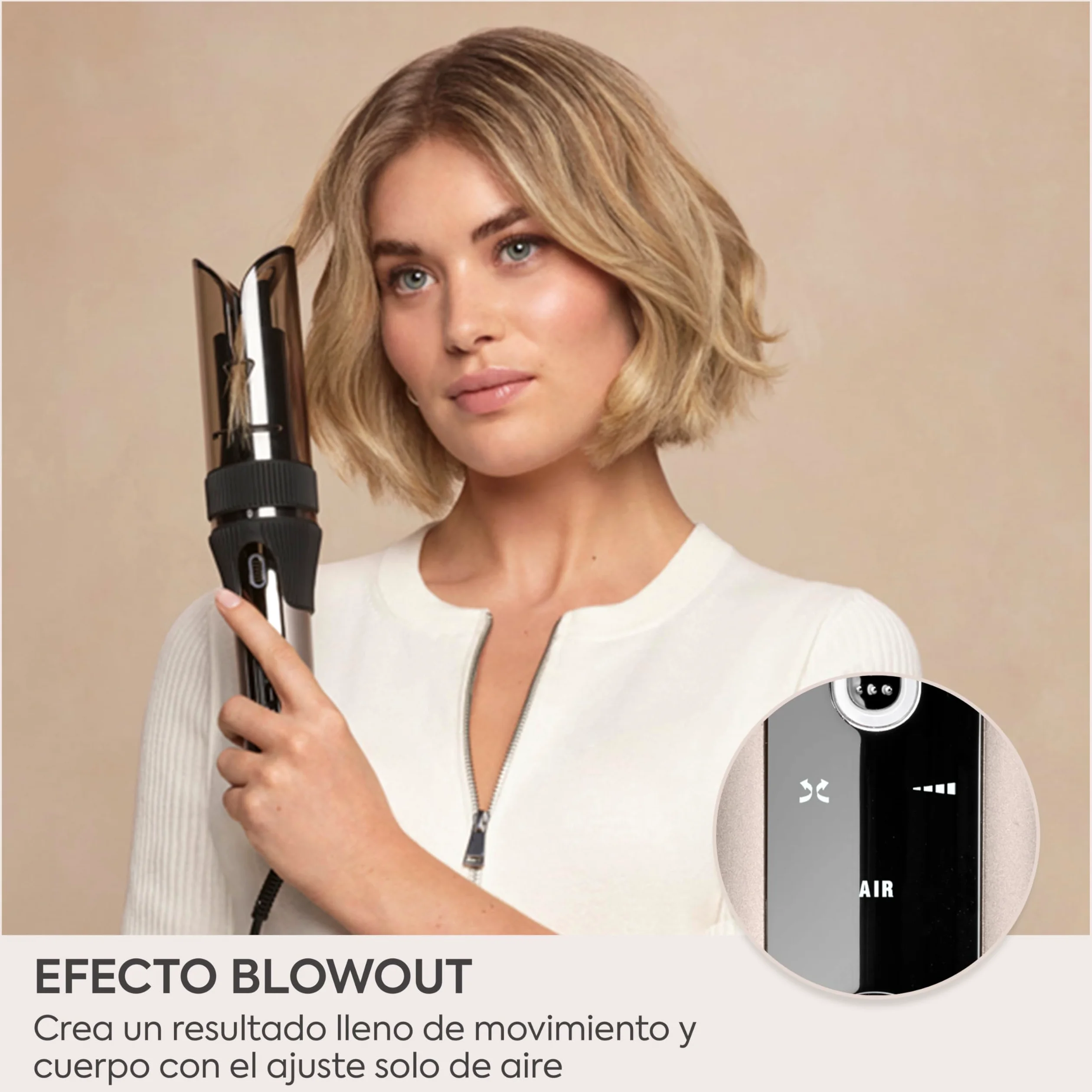 BaByliss Style Secret Air Moldeador Automático – Tenacilla 25 mm, Opción calor o aire, 48 opciones de peinados (rizos, ondas o movimiento), Cabello corto y largo, Rizador fácil de usar, C6686E