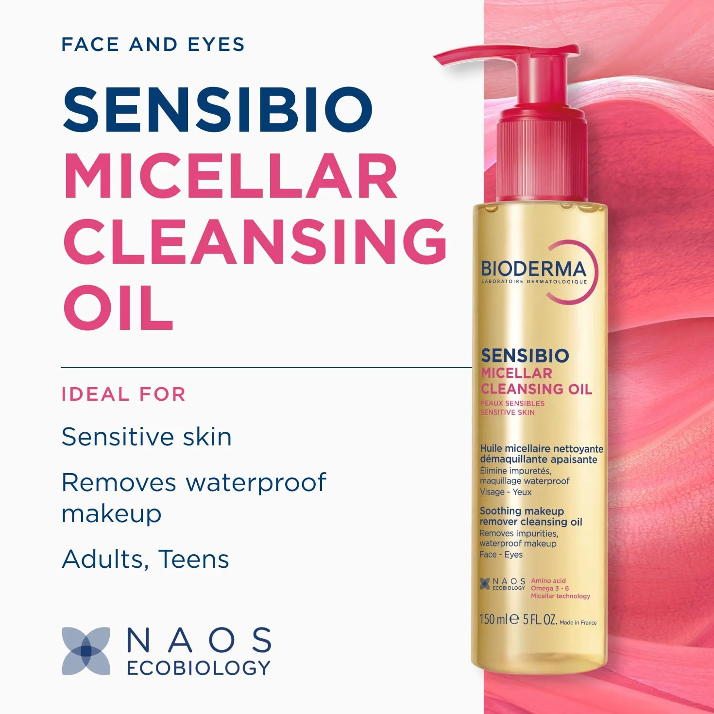 BIODERMA Sensibio Aceite Micelar 150 ml - Limpiador Desmaquillante para Pieles Sensibles