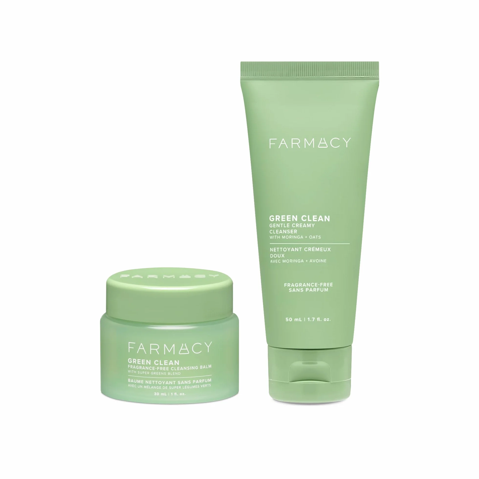 Farmacy Gentle Double Cleanse - Set de regalo de cuidado facial - Limpiador facial cremoso suave sin perfume + bálsamo desmaquillante - Elimina el maquillaje y ayuda a mantener una piel sana