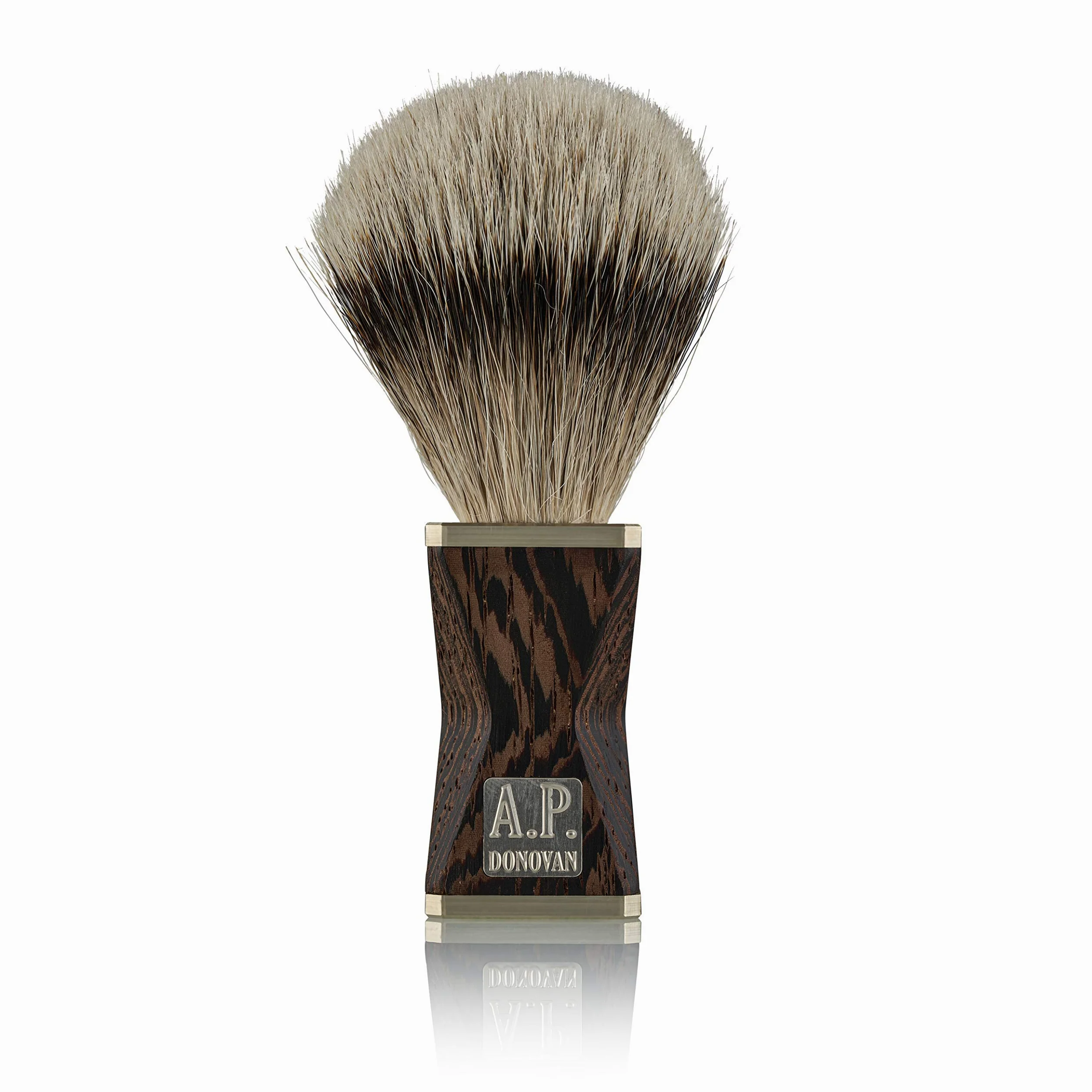 A. P. Donovan - Brocha de Afeitar con Pelo de Tejón Punta Plata Edelholzgriff con Alpaca Gorras 100% (Hand) Hecho en Alemania „ Minus “de la Lsone-Serie - Wengué
