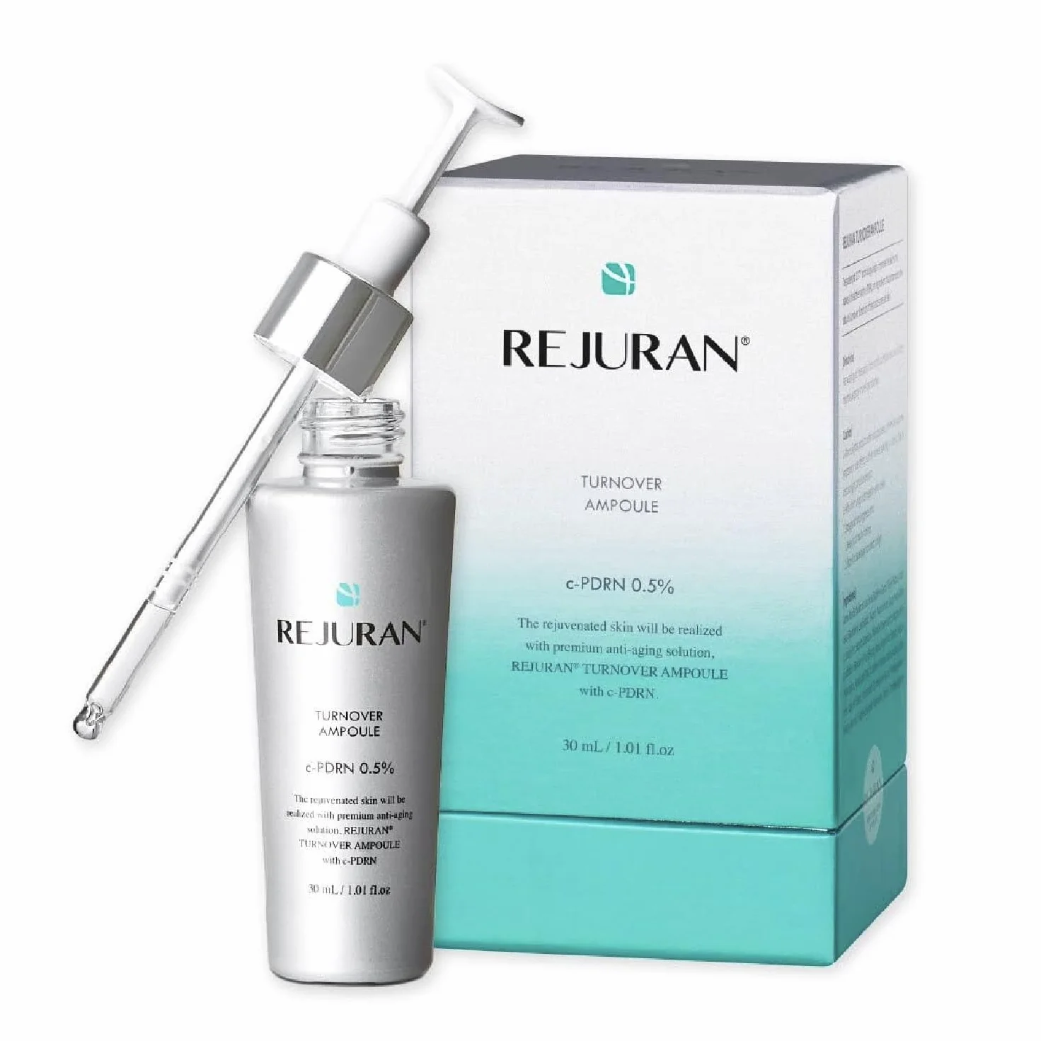REJURAN Ampolla Turnover, Suero Facial C Pdrn Original Salmon Dna Pdrn Para Rejuvenecimiento, Reafirmación, Hidratación Y Luminosidad Juvenil, 30 Ml (Paquete De 1)