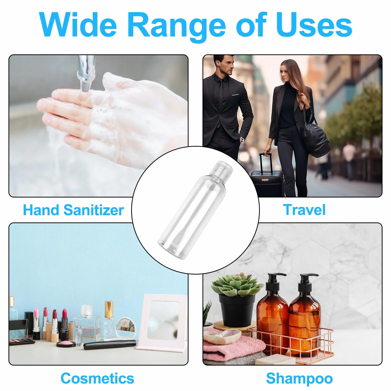 Botes Viaje Rellenables 100ml 10 Piezas, Botellas Avion Plastico con Embudos, Envases Transparentes para Gel Champu Locion