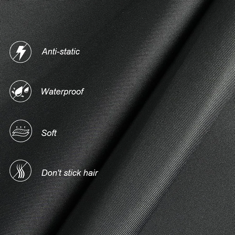 LOPHE Capa de Peluquería Negra Impermeable con Cepillo y Peineta