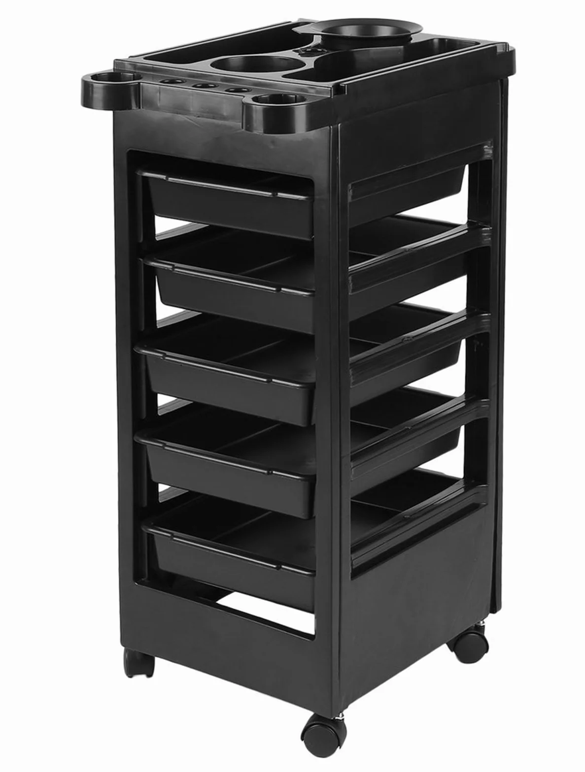 Carros de Mantenimiento con Ruedas Profesional para Peluquería, Barbería, Perfumería, Cosméticos, Salón, Tienda de Tatuaje, Manicura y Pedicura (NEGRO)
