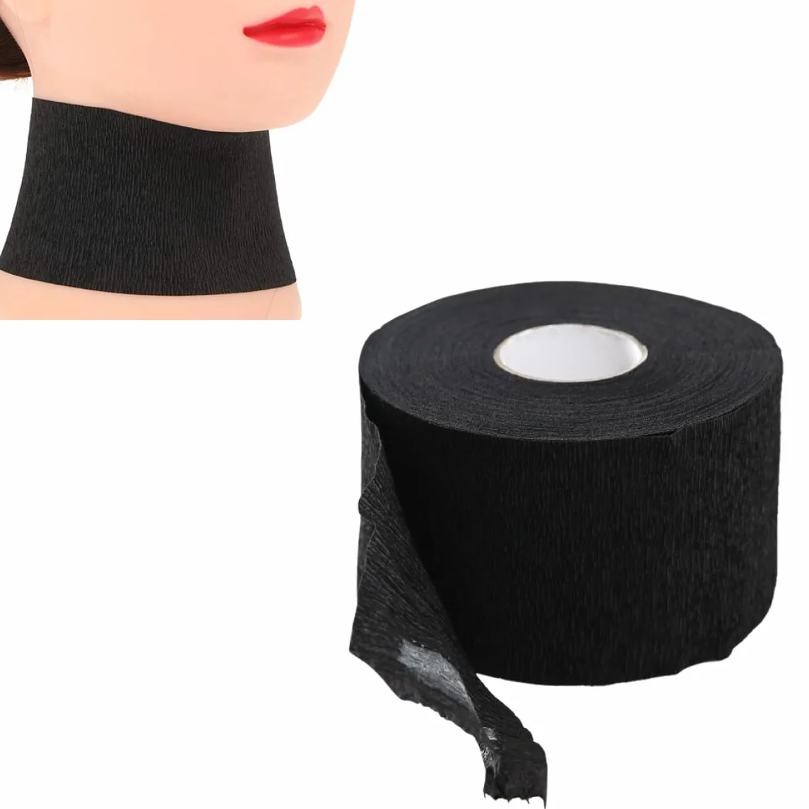 Cinta para el cuello de peluquero, tiras de papel desechables para protección del cuello, rollo de papel con volantes para corte de pelo