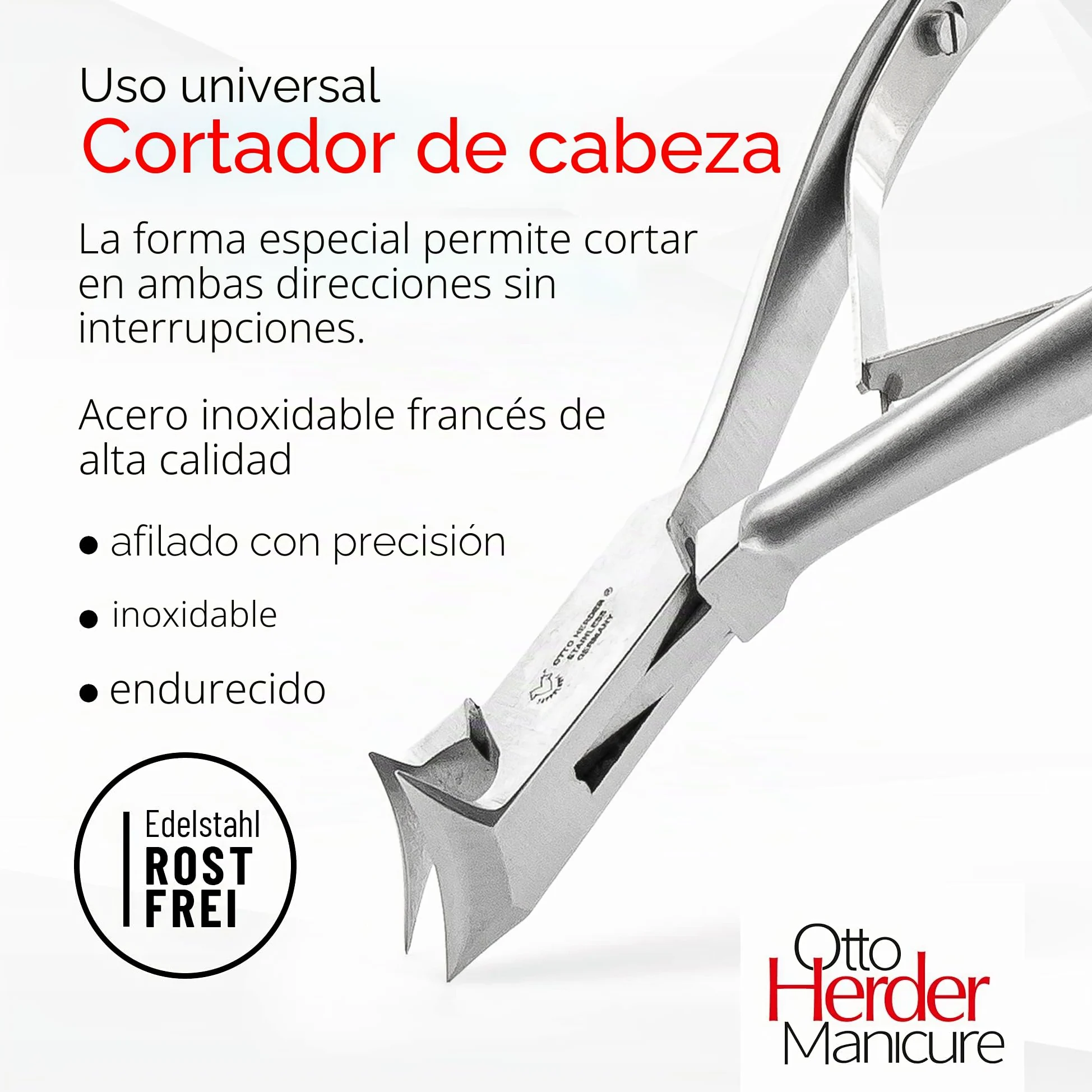 OTTO HERDER Cortaúñas de 14 cm, cortaúñas de acero inoxidable, cortaúñas con 1,6 cm de longitud de corte para uñas gruesas y encarnadas
