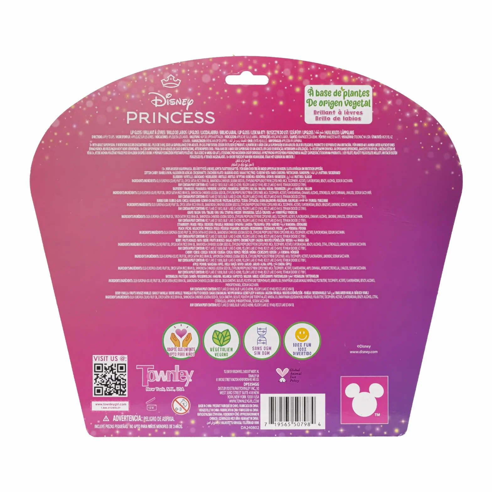 Disney Princess Brillo Labial Vegetal 12 uds