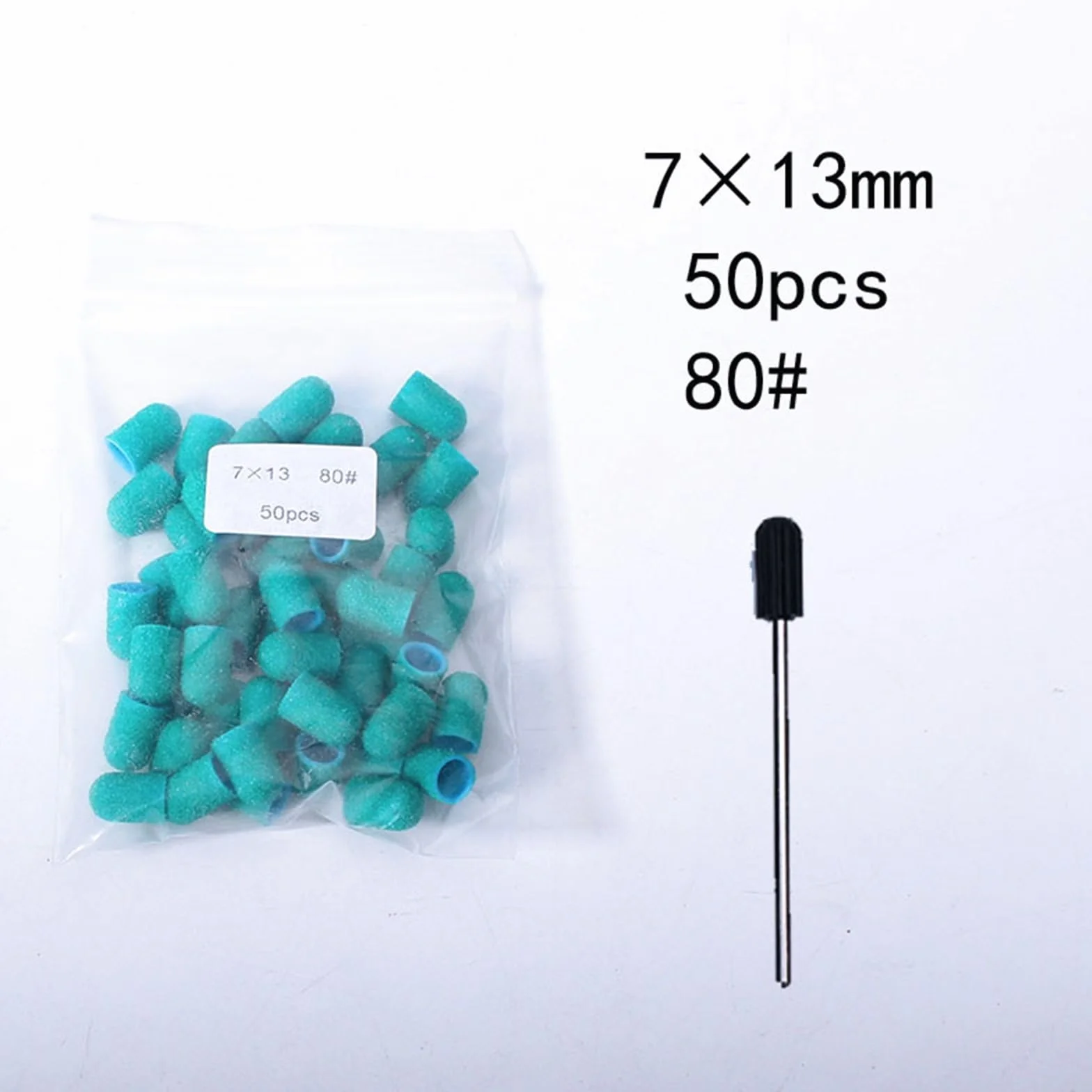 Lijas para Uñas 50 Uds tapas verdes broca de goma for uñas pulido arte giratorio eliminar rebabas herramienta accesorio for manicura pedicura(16x25mm-180)