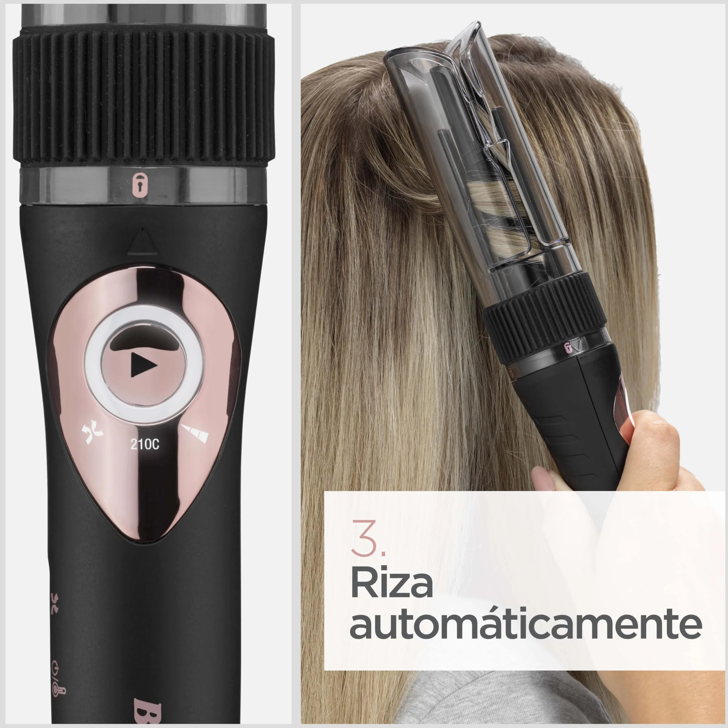 BaByliss Curl Secret Lite Rizador Automático 210° Negro Oro Rosa C1031E