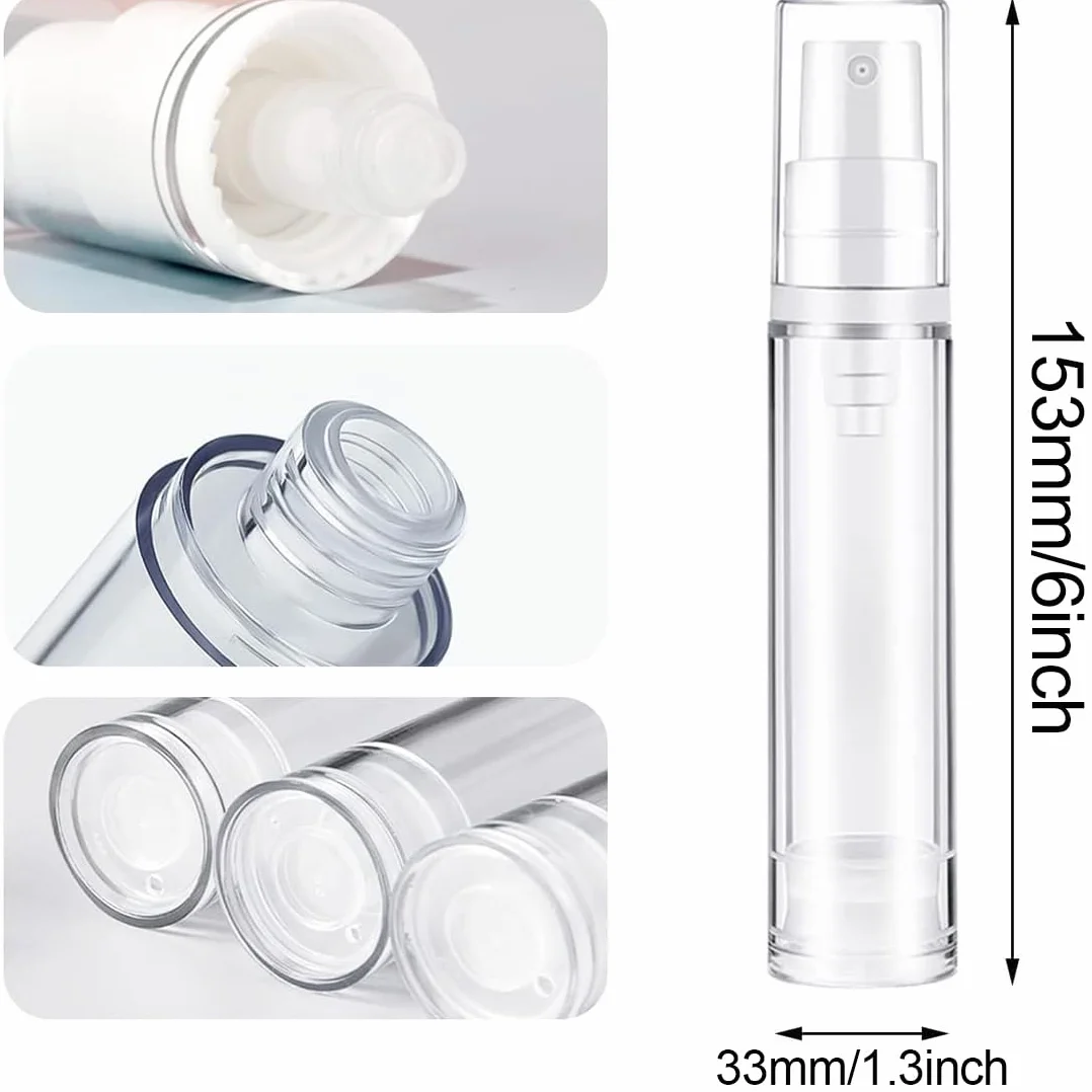 6 Piezas 50 ml Bote Airless Dispensador de Bomba, Travel Bottles, Botella de Bomba de Presión Cosmética, Botella de Vacío, Botellas Dispensadoras de Gel, para Loción Crema Base Loción Esencia