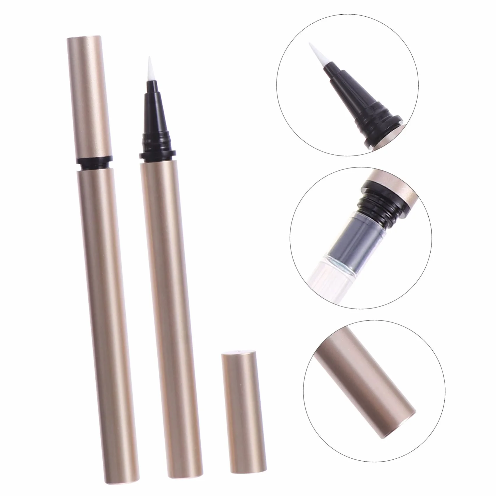 Tubo de Delineador de Ojos Vacío Dorado de 1ml, Paquete de 5 Piezas, Plástico Portátil para Almacenar Esmalte y Uso en Mayoristas y Minoristas de Cosméticos