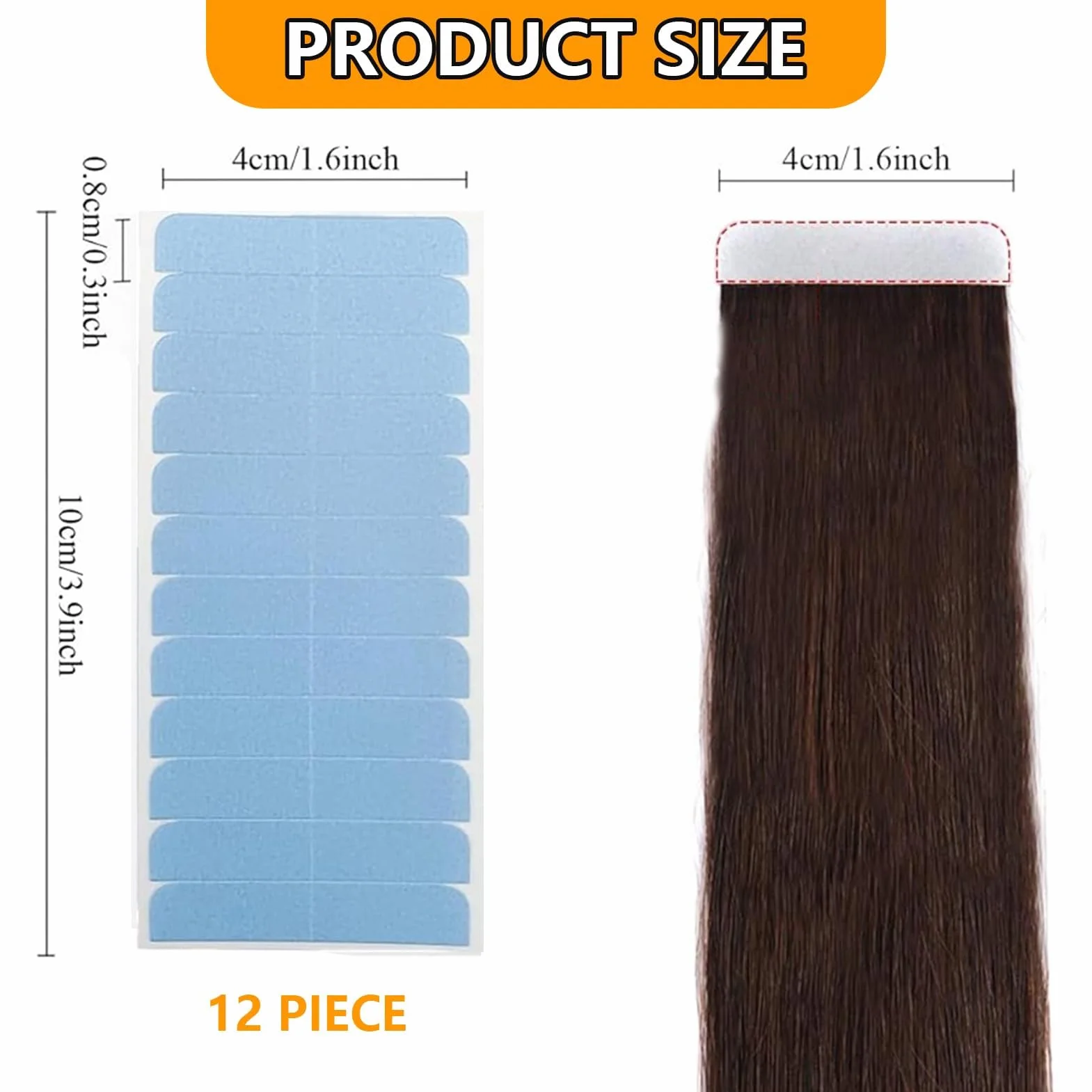 Cinta Adhesiva para Extensiones de Cabello 144 Piezas Doble Cara Invisible
